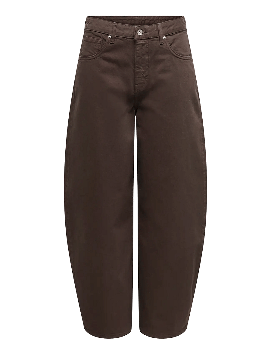 ONLY - ONLTAYLOR HW BARREL BROWN DNM AZG320 - barrel jeans - dark brown denim - 0