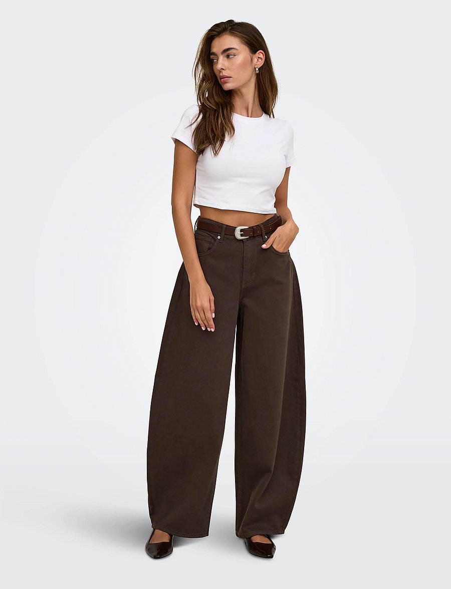 ONLY - ONLTAYLOR HW BARREL BROWN DNM AZG320 - barrel jeans - dark brown denim - 4