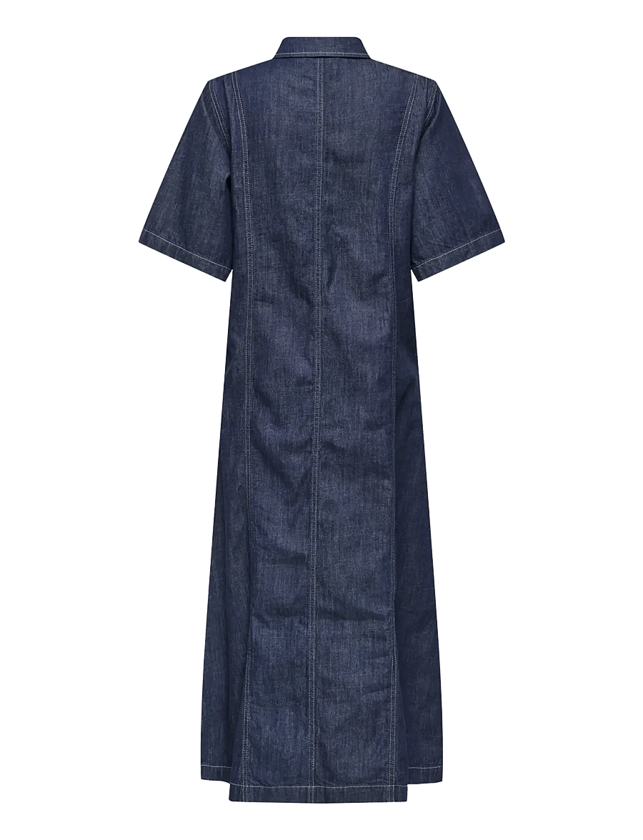 ONLY - ONLRUNA SS MIDI DRESS RINSE DNM AKM CS - skjortklänningar - dark blue denim - 1