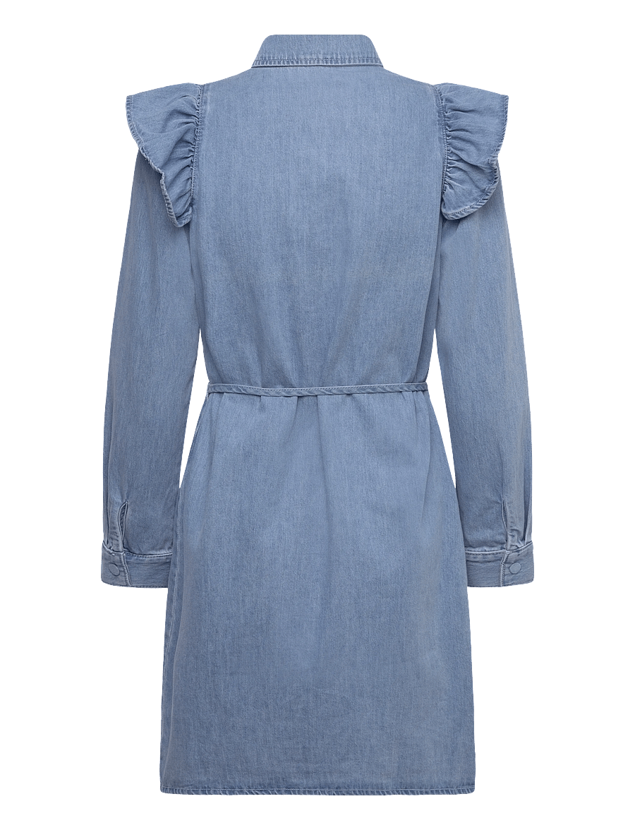 ONLY - ONLINDIGO LS FRILL DNM DRESS CS - robes chemises - medium blue denim - 2