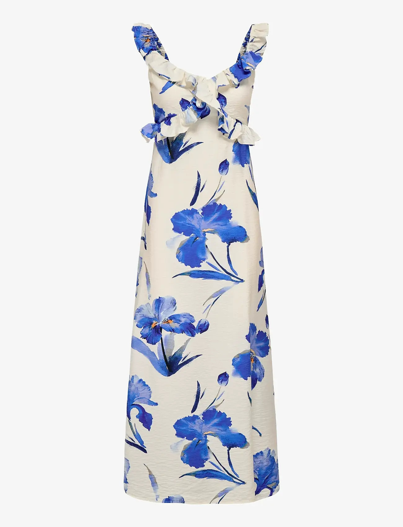 ONLY - ONLHYACI S/L FRILL LONG AOP DRESS WVN - sommerkjoler - bright white - 0
