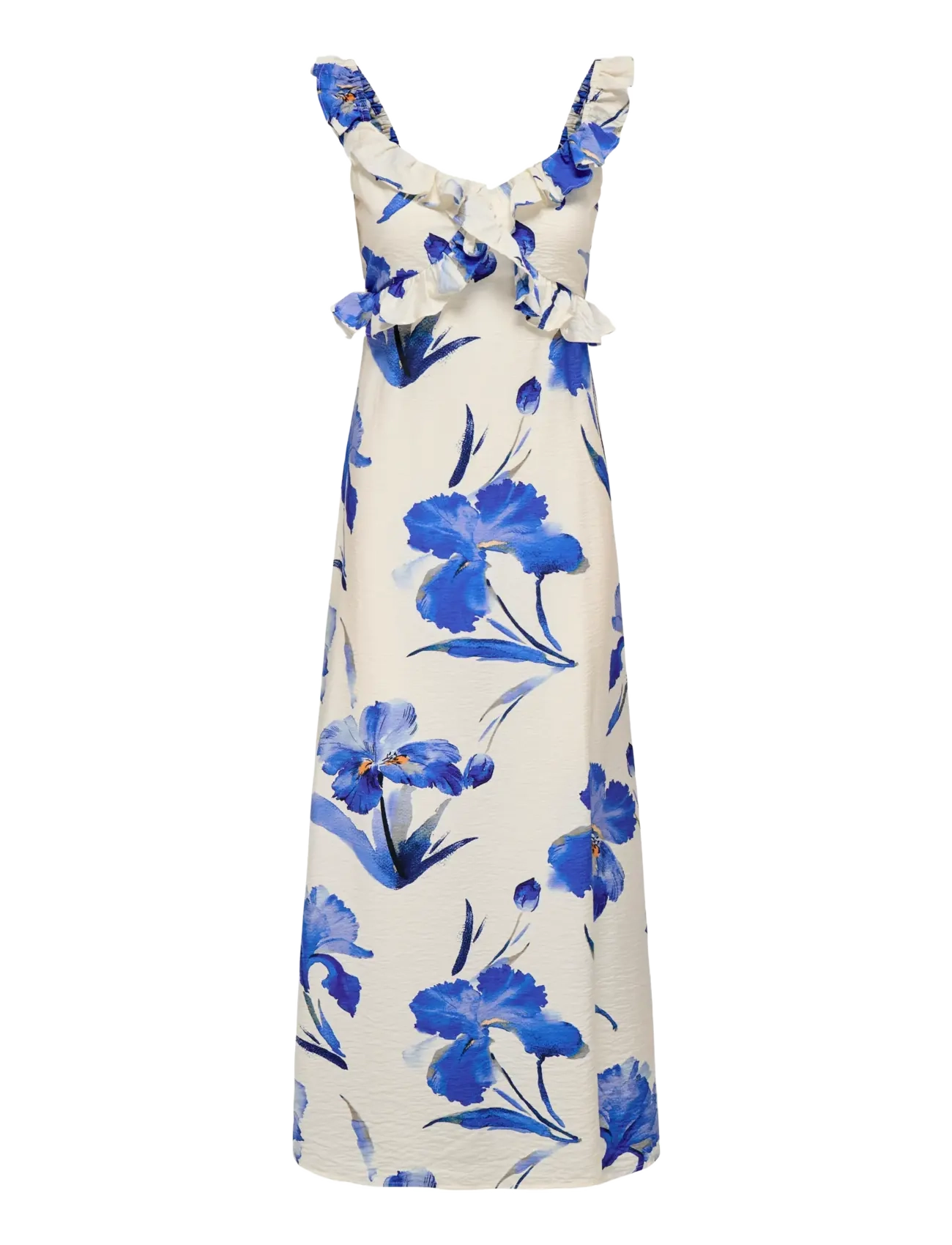 ONLY ONLHYACI S/L FRILL LONG AOP DRESS WVN - Kleider - BRIGHT WHITE / white
