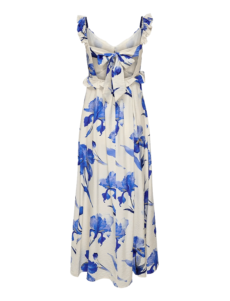 ONLY - ONLHYACI S/L FRILL LONG AOP DRESS WVN - sommerkjoler - bright white - 1