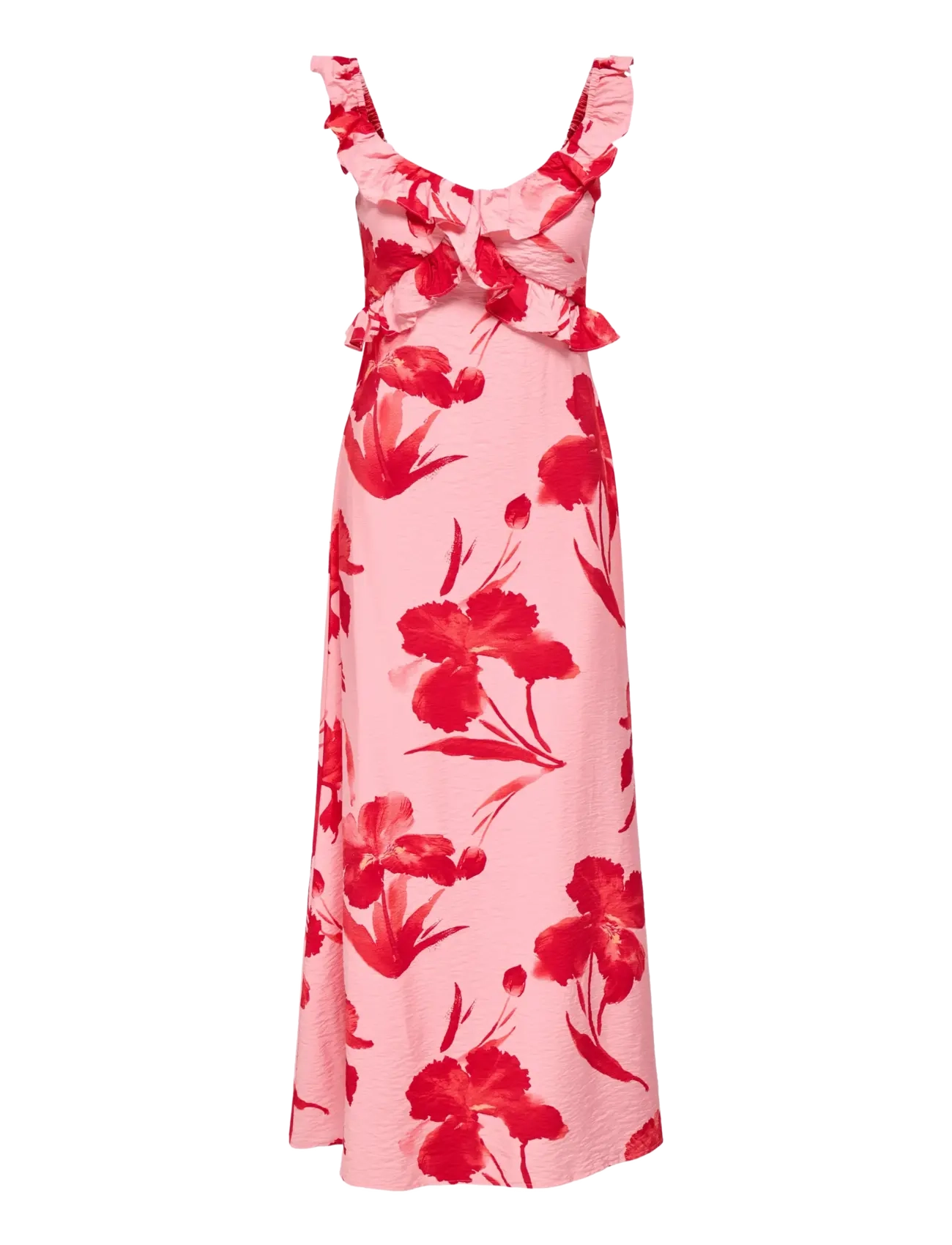 ONLY Onlhyaci S/L Frill Long Aop Dress Wvn, M, Dresses, Rosa - Maxi Dress, Frauen