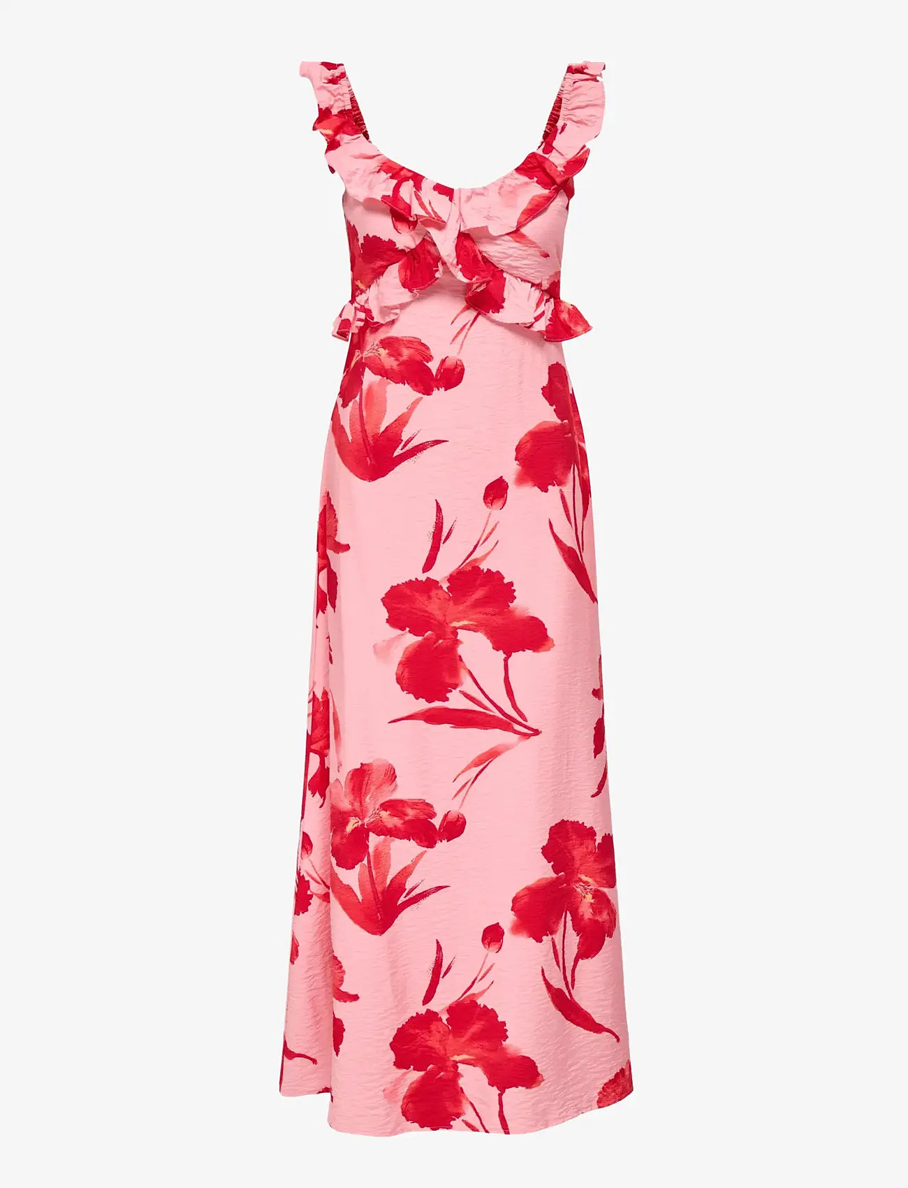 ONLY - ONLHYACI S/L FRILL LONG AOP DRESS WVN - sommerkjoler - pink icing - 0