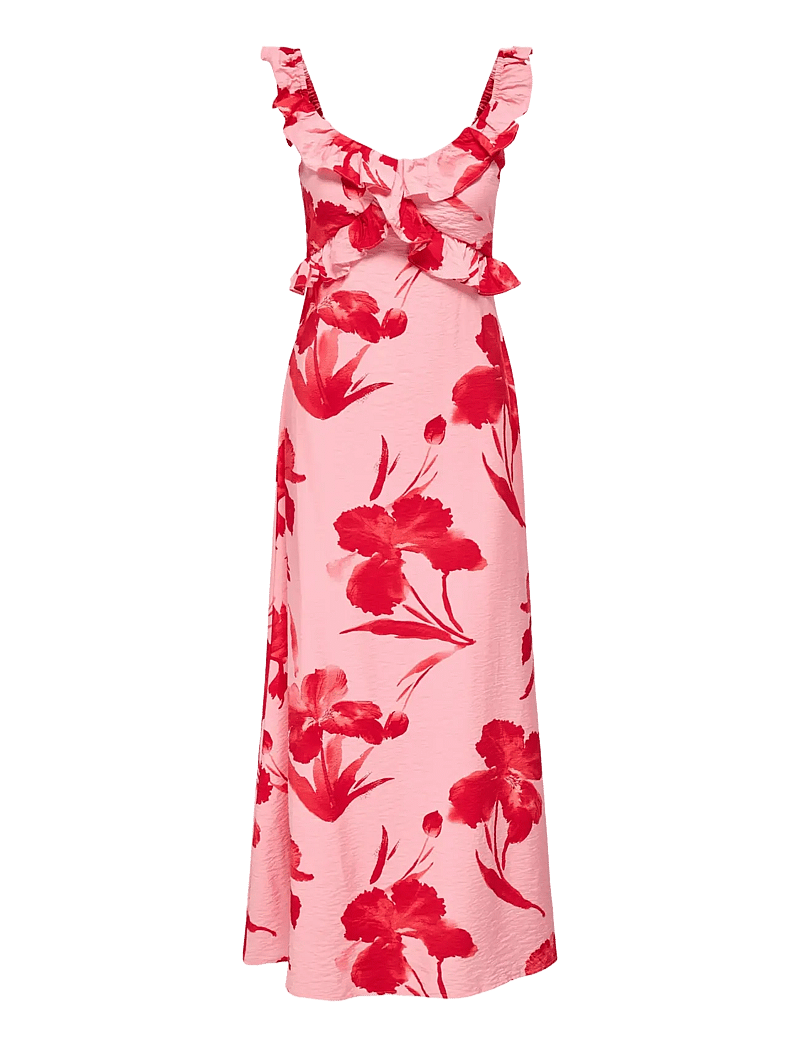 ONLY - ONLHYACI S/L FRILL LONG AOP DRESS WVN - sommerkjoler - pink icing - 0