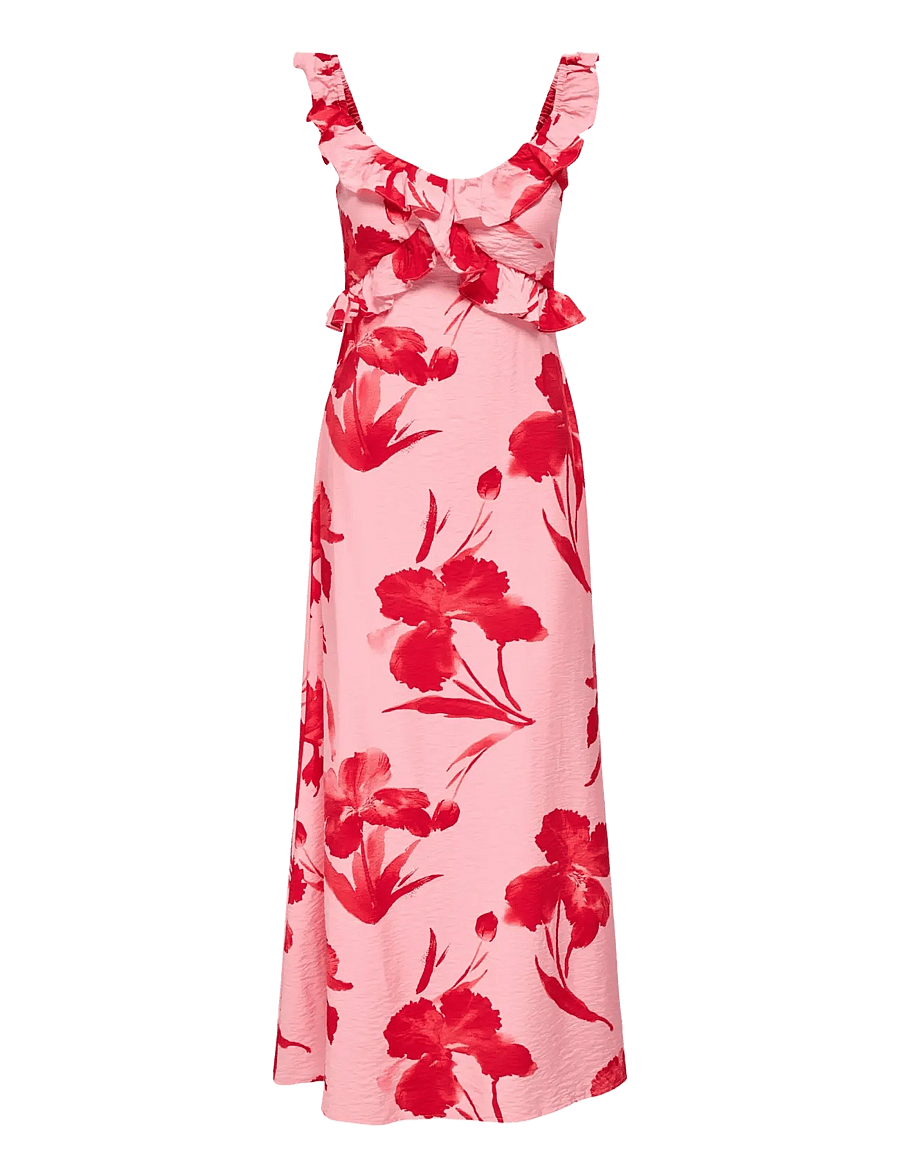 ONLY - ONLHYACI S/L FRILL LONG AOP DRESS WVN - sommerkleider - pink icing - 0
