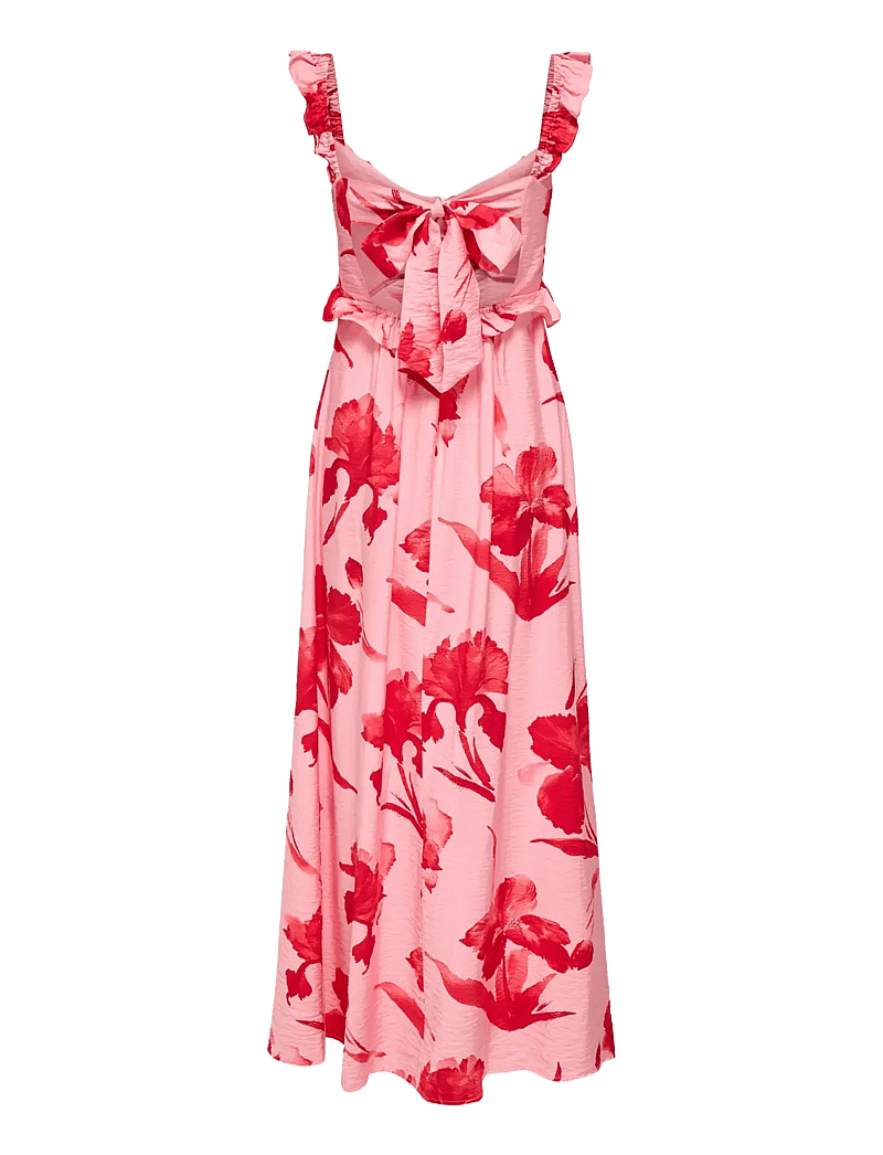 ONLY - ONLHYACI S/L FRILL LONG AOP DRESS WVN - sommerkjoler - pink icing - 1