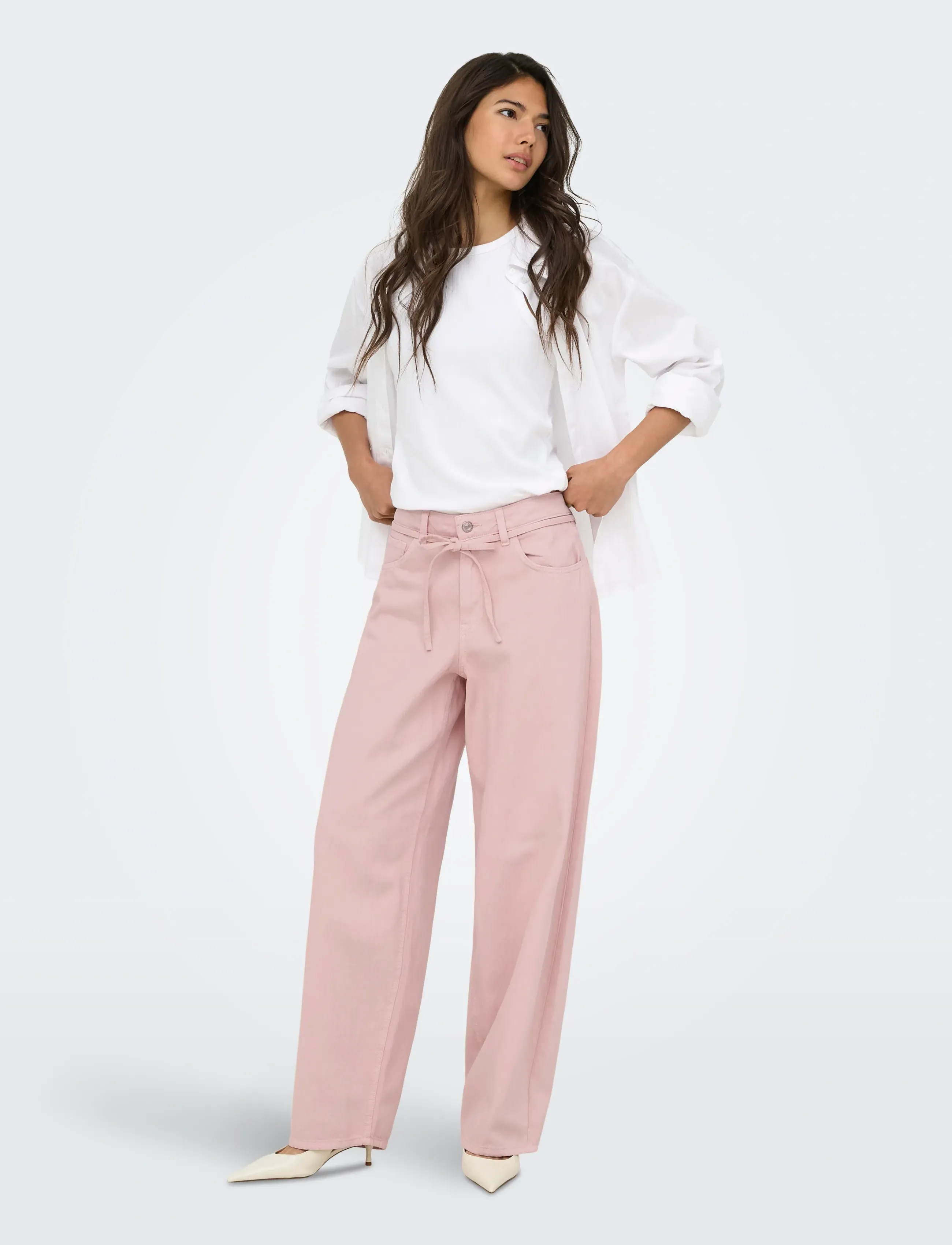 ONLY - ONLGIANNA-SILLA MW ST BELT PANT PNT NOOS - gerade jeans - rose smoke - 4