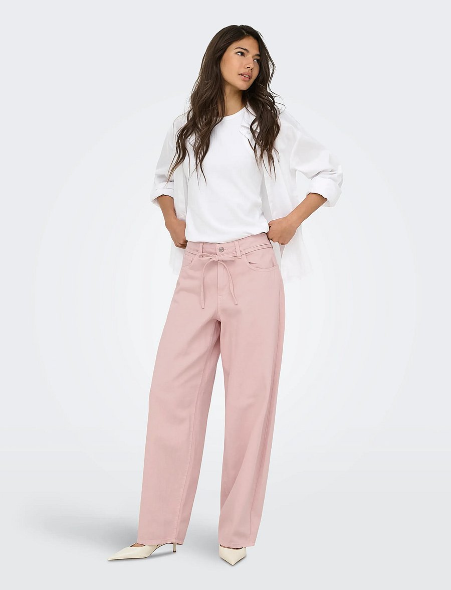 ONLY - ONLGIANNA-SILLA MW ST BELT PANT PNT NOOS - gerade jeans - rose smoke - 4