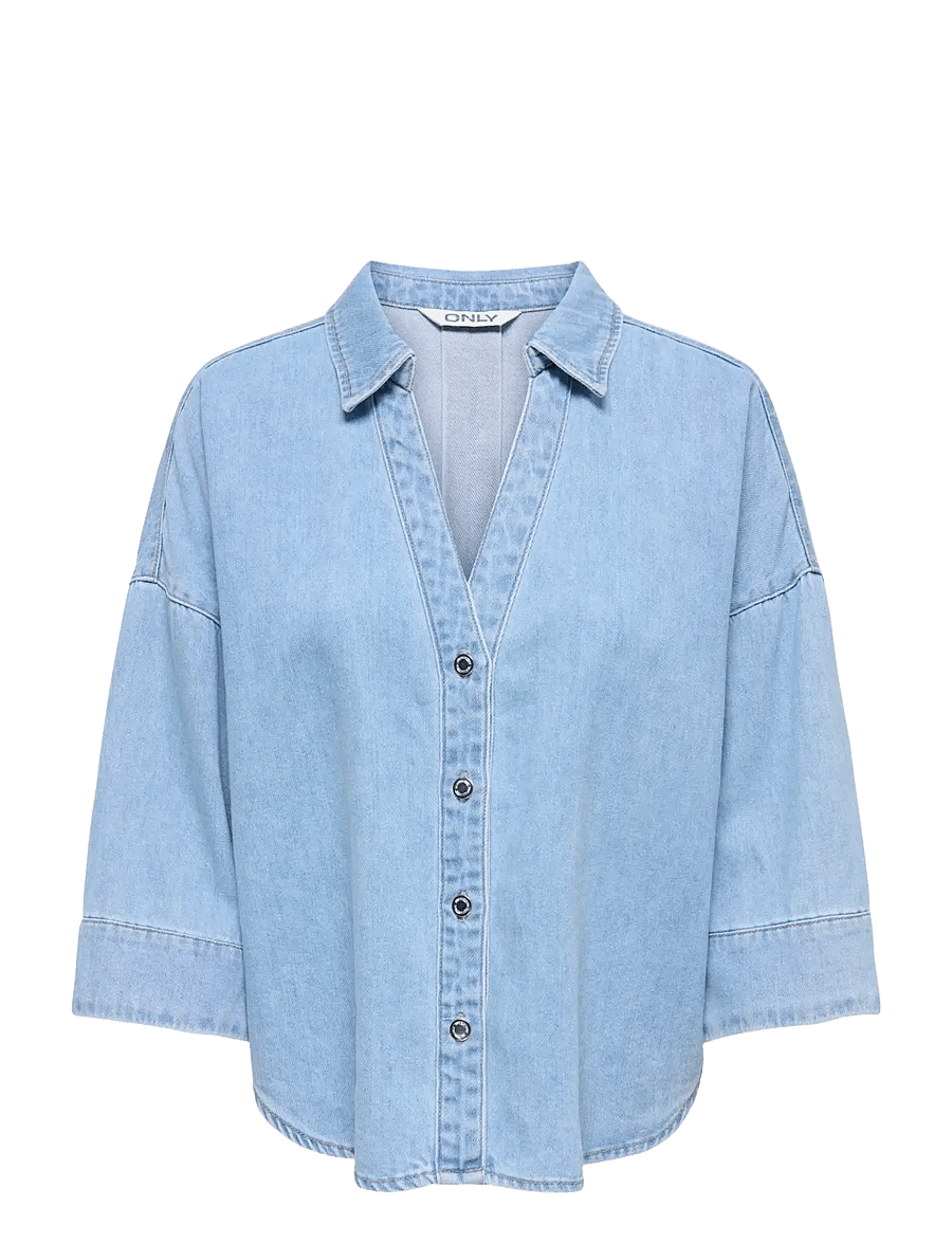 ONLY - ONLMONTES 3/4 DNM SHIRT GUA - denimskjorter - light blue denim - 1
