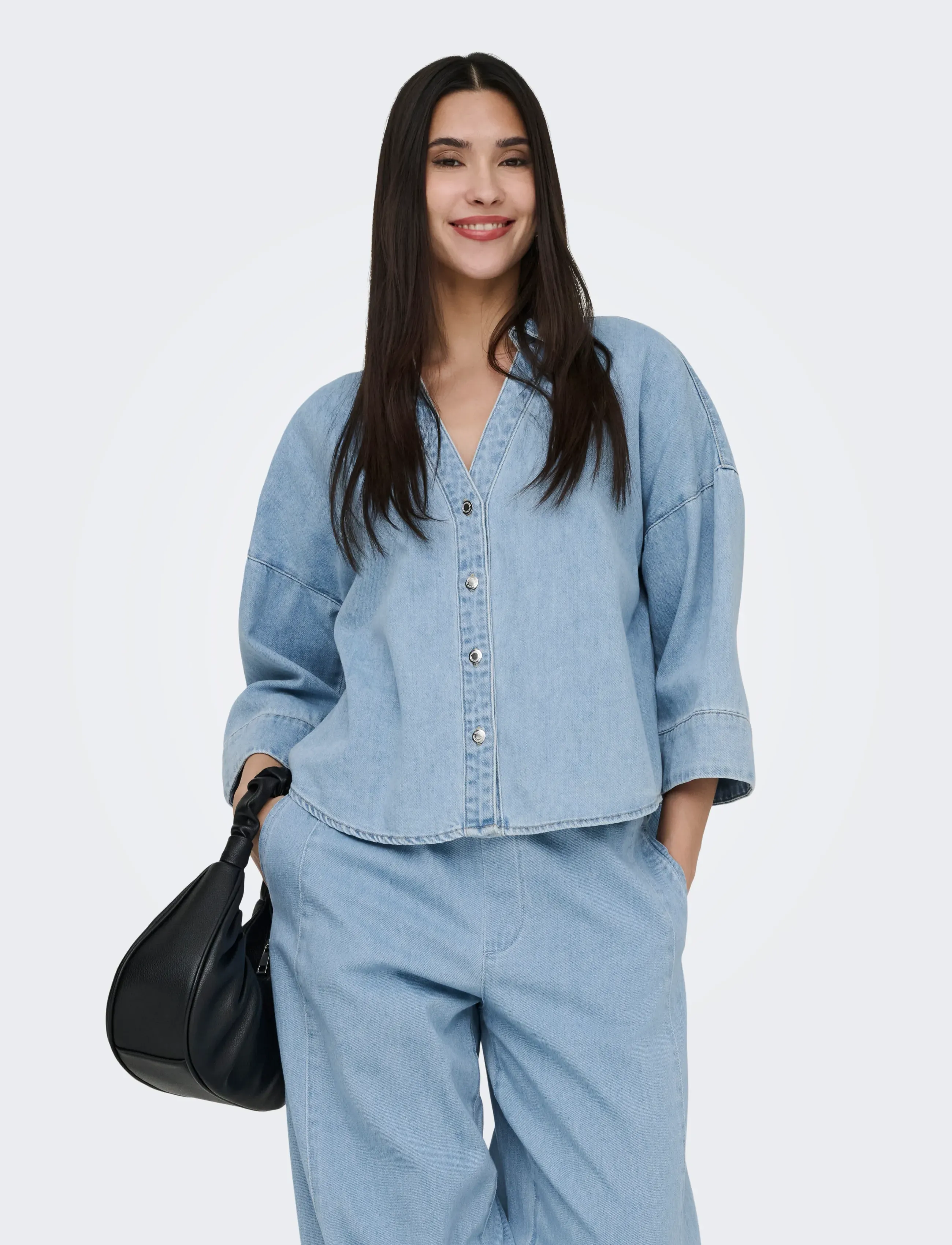 ONLY ONLMONTES 3/4 DNM SHIRT GUA - Jeanshemden - LIGHT BLUE DENIM / blue