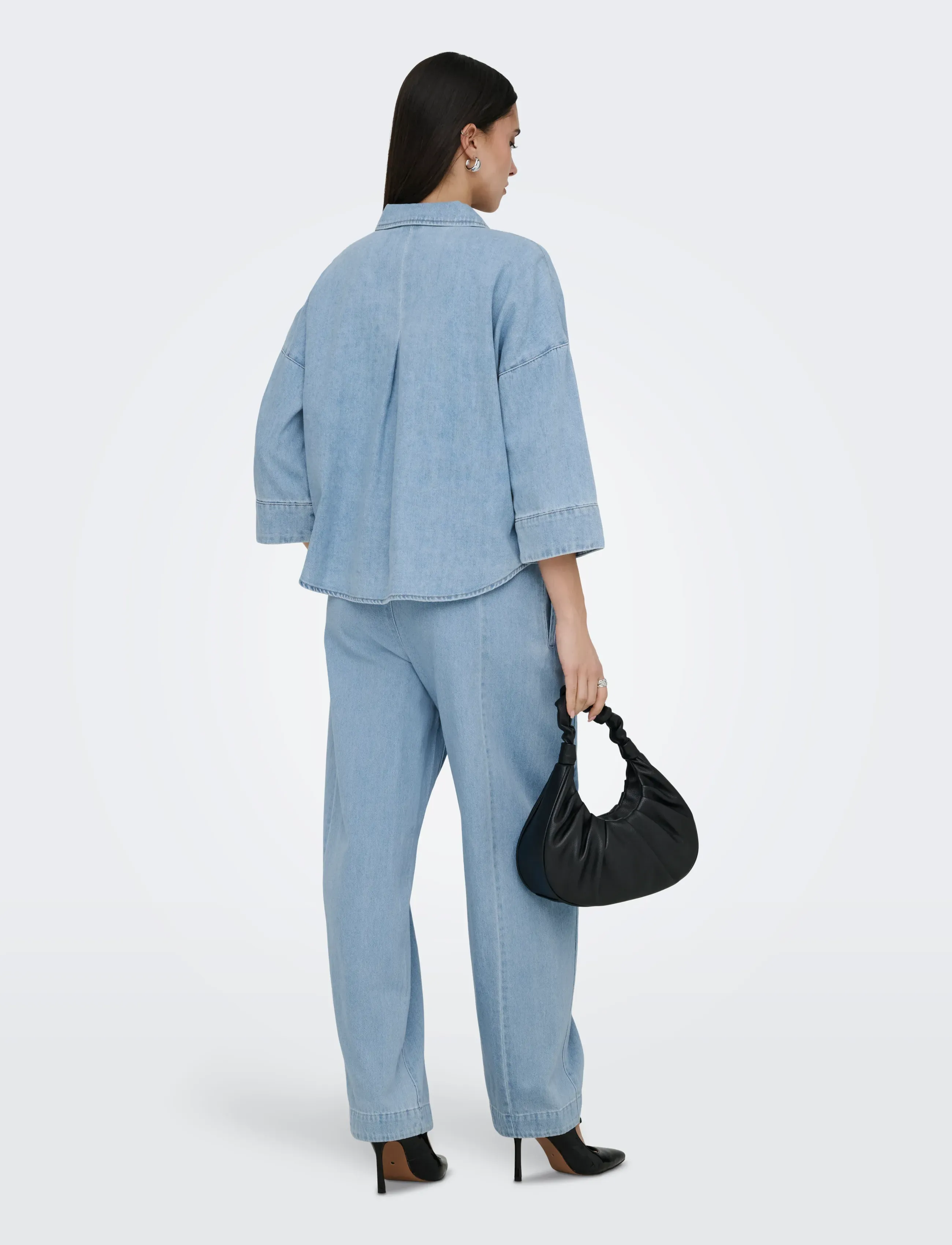 ONLY - ONLMONTES 3/4 DNM SHIRT GUA - denimskjorter - light blue denim - 3