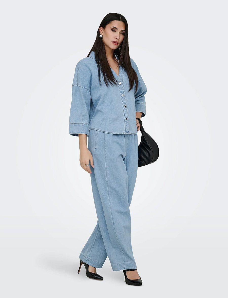 ONLY - ONLMONTES 3/4 DNM SHIRT GUA - denimskjorter - light blue denim - 4