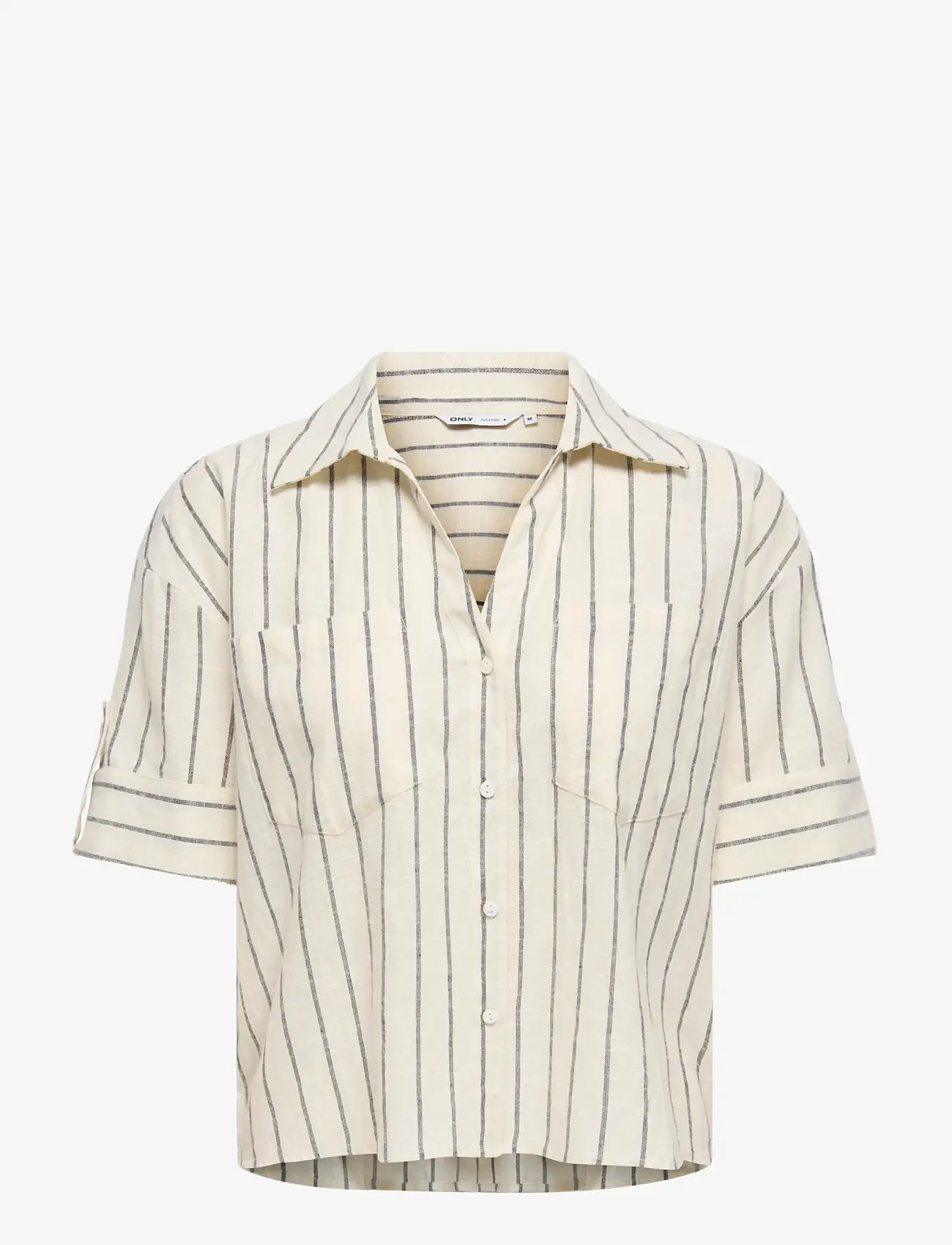 ONLY - ONLTIZANA STRIPE S/S SHIRT WVN NOOS - lühikeste varrukatega särgid - silver lining - 1