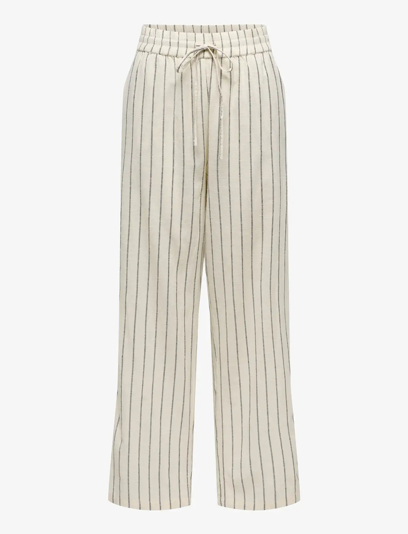 ONLY - ONLTIZANA STRIPE LOOSE PANTS WVN NOOS - sirge säärega püksid - silver lining - 0