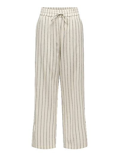 ONLY ONLTIZANA STRIPE LOOSE PANTS WVN NOOS - Byxor - SILVER LINING / cream
