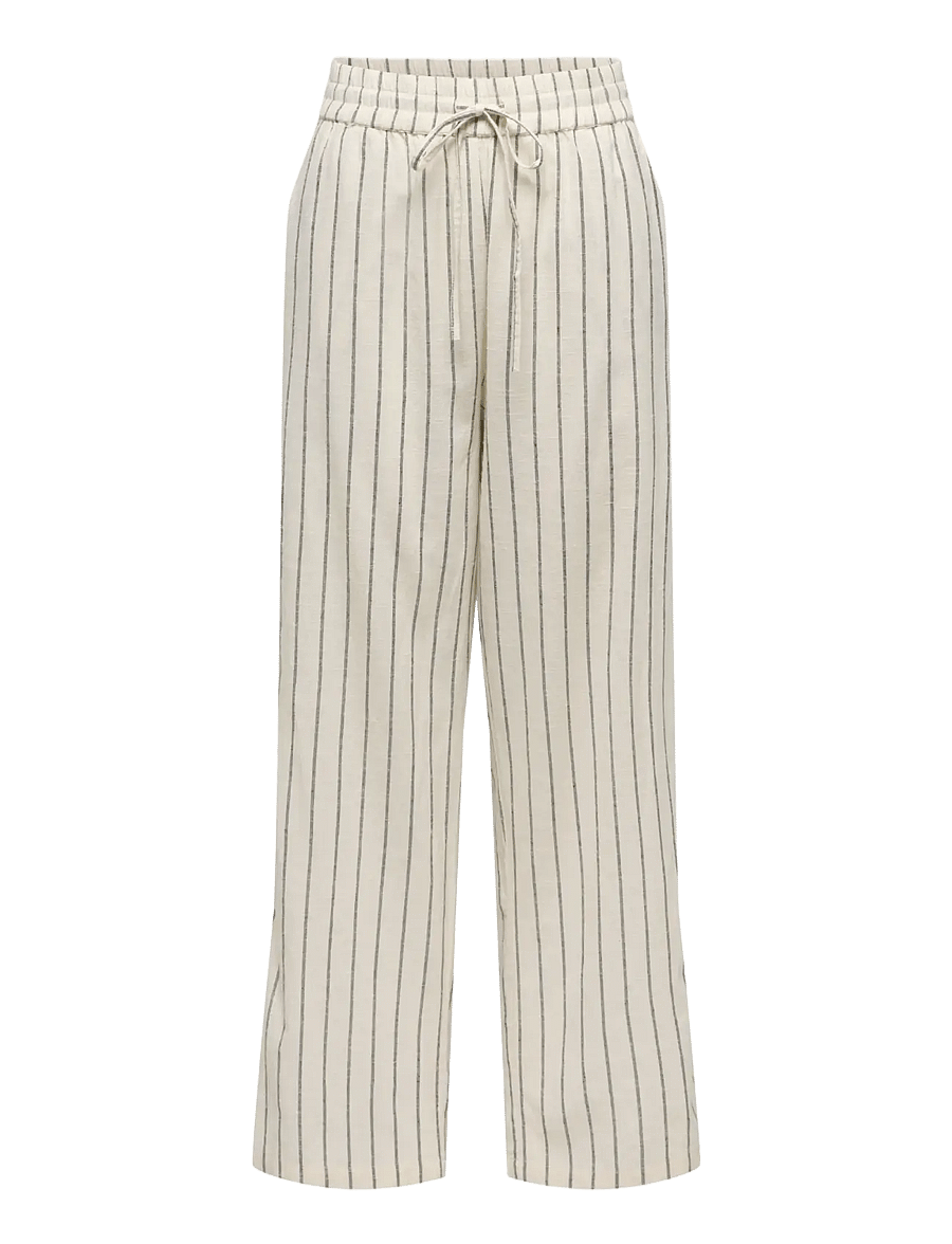 ONLY - ONLTIZANA STRIPE LOOSE PANTS WVN NOOS - hose mit geradem bein - silver lining - 0
