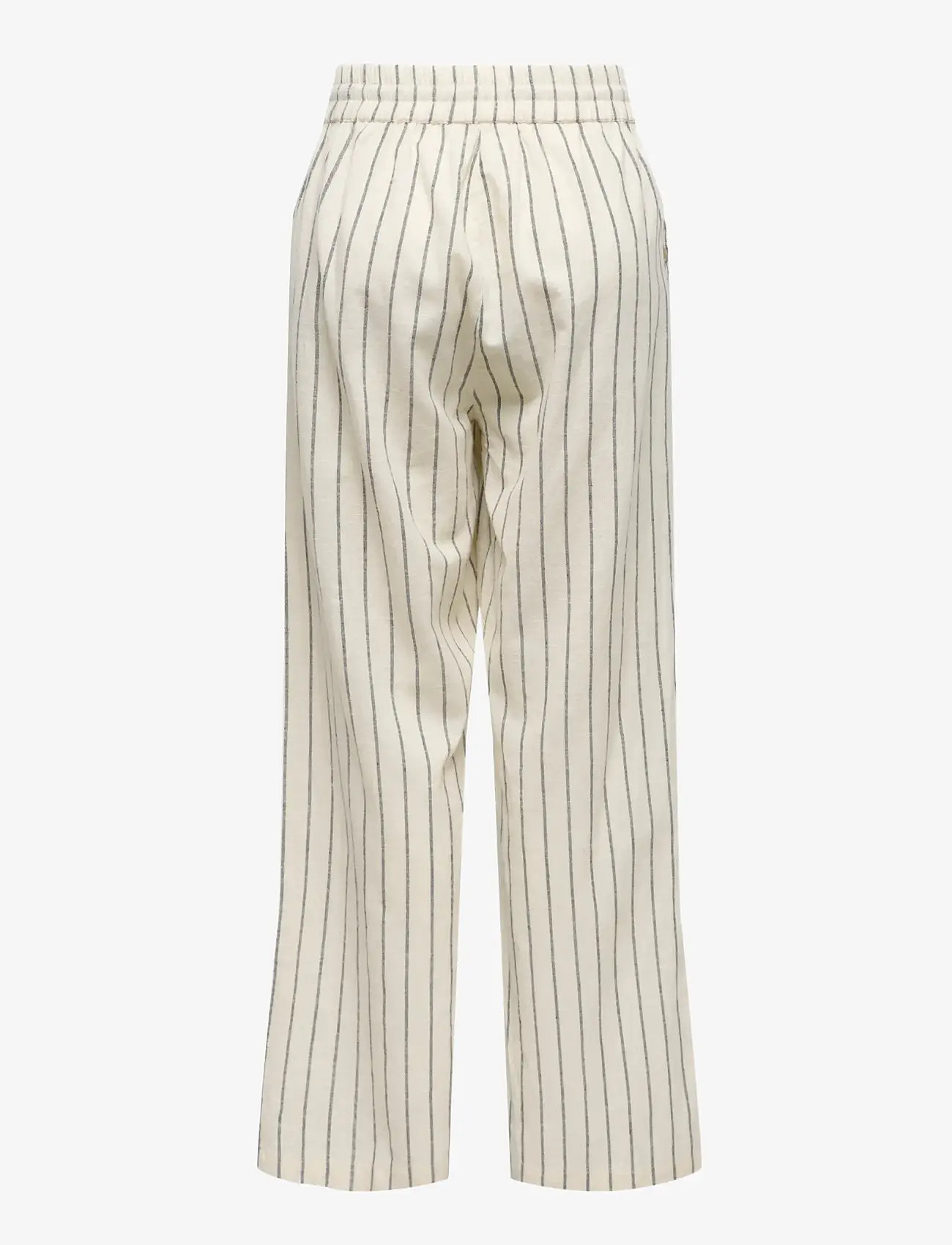 ONLY - ONLTIZANA STRIPE LOOSE PANTS WVN NOOS - sirge säärega püksid - silver lining - 1