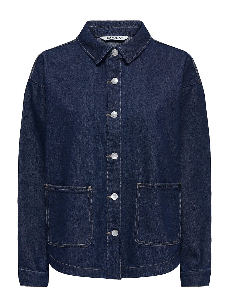 ONLY - ONLLARA LS DNM SHACKET GUA NOOS - forårsjakker - dark blue denim - 1