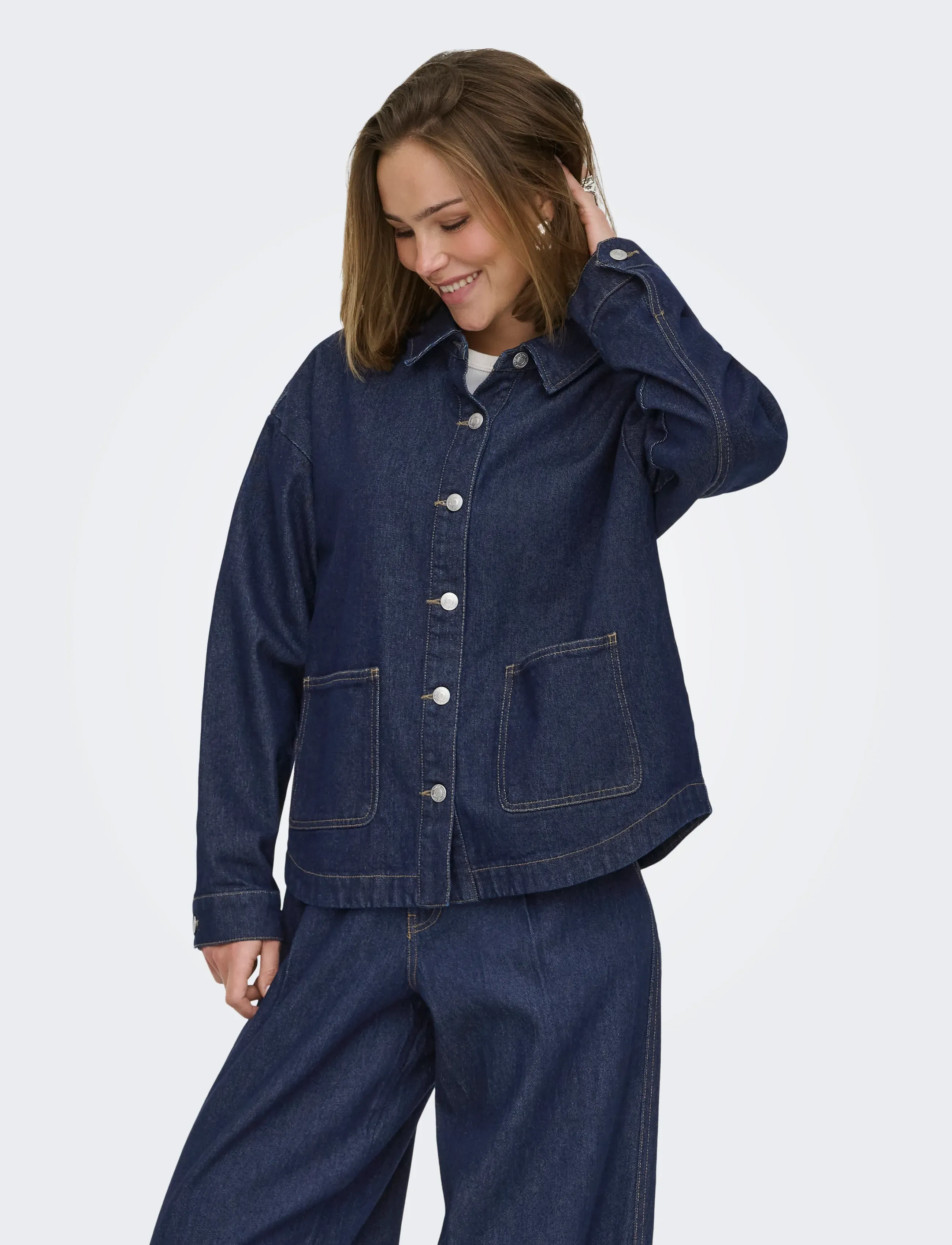 ONLY ONLLARA LS DNM SHACKET GUA NOOS - Klær - DARK BLUE DENIM / navy