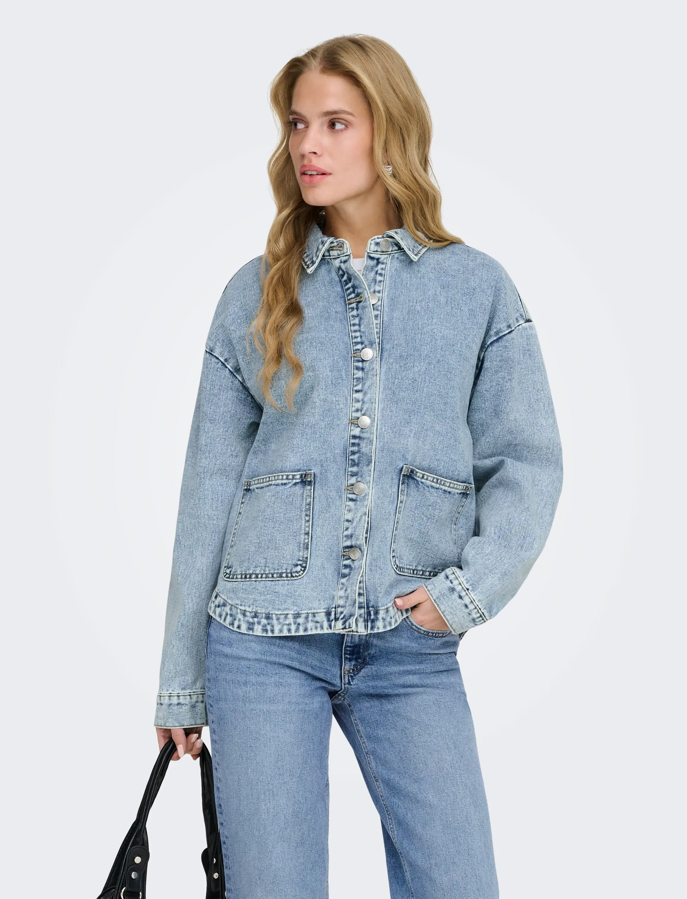 ONLY ONLLARA LS DNM SHACKET GUA NOOS - Klær - LIGHT BLUE DENIM / blue