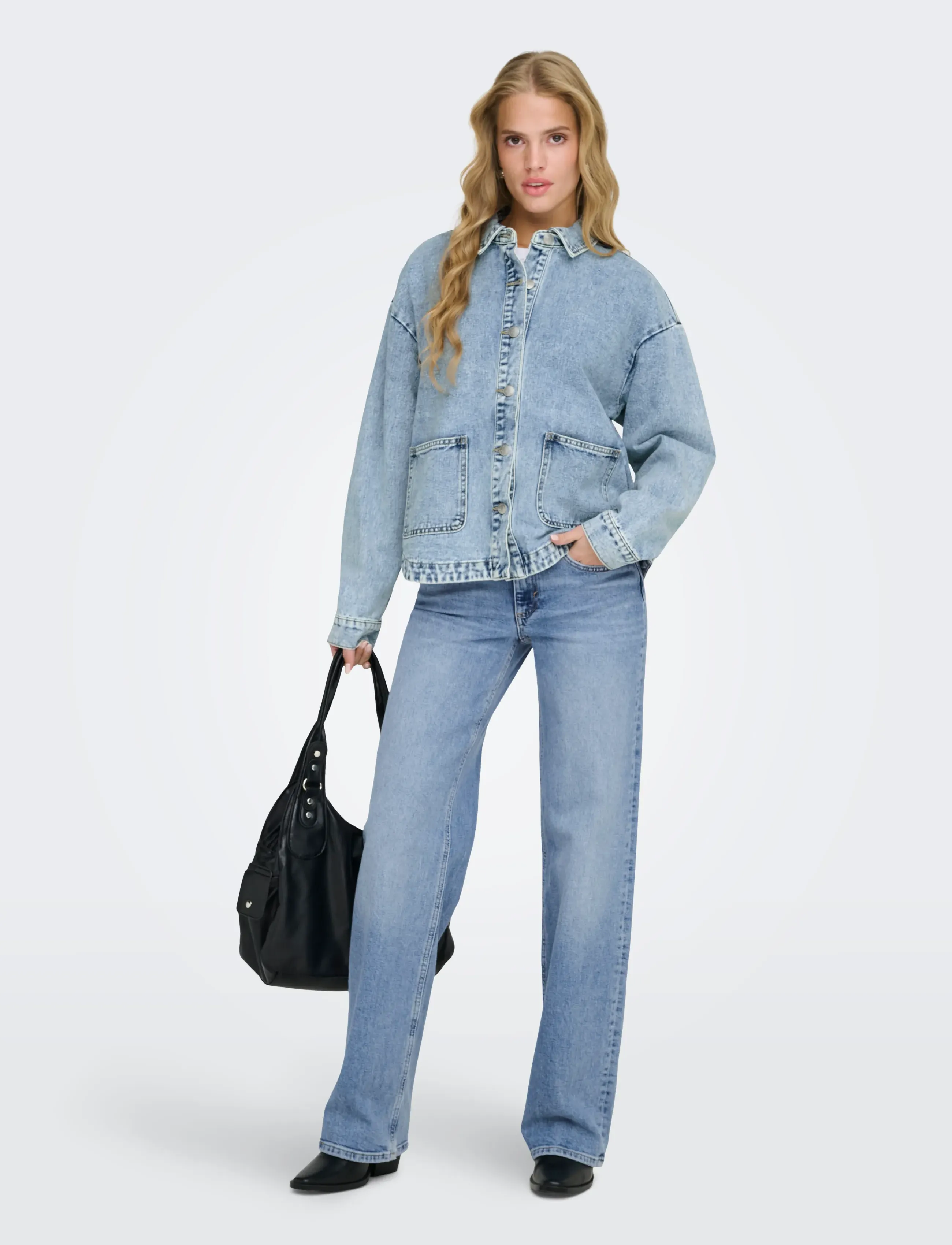 ONLY - ONLLARA LS DNM SHACKET GUA NOOS - kevadjoped - light blue denim - 4