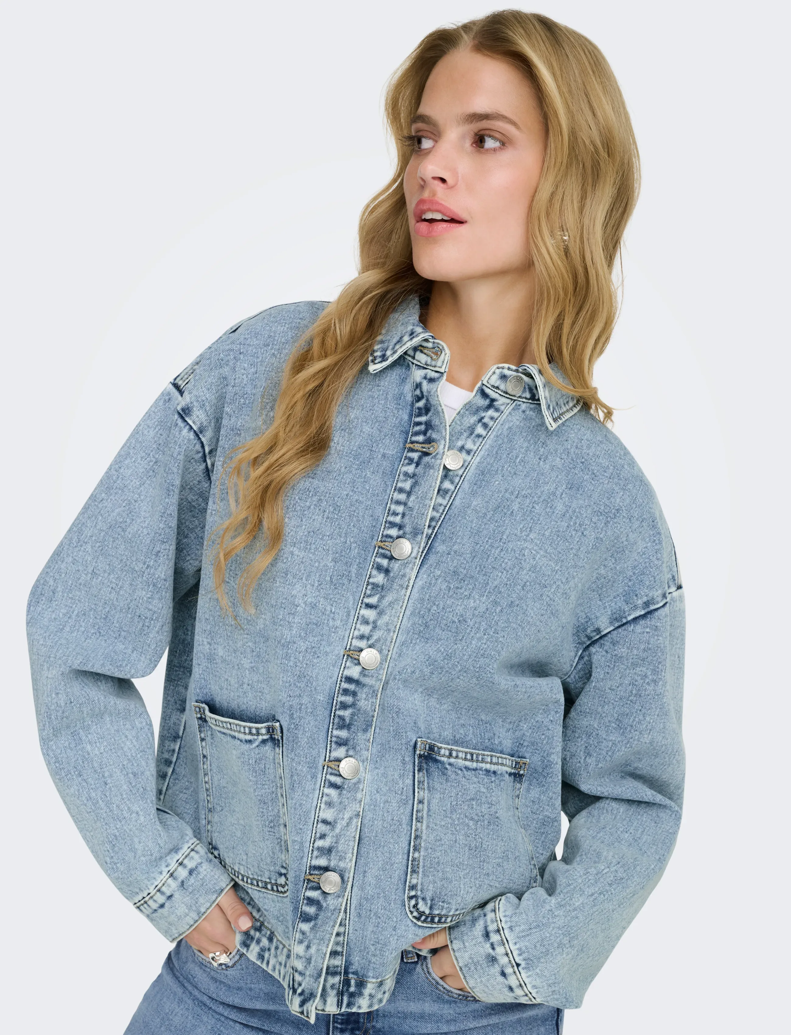 ONLY - ONLLARA LS DNM SHACKET GUA NOOS - kevadjoped - light blue denim - 5