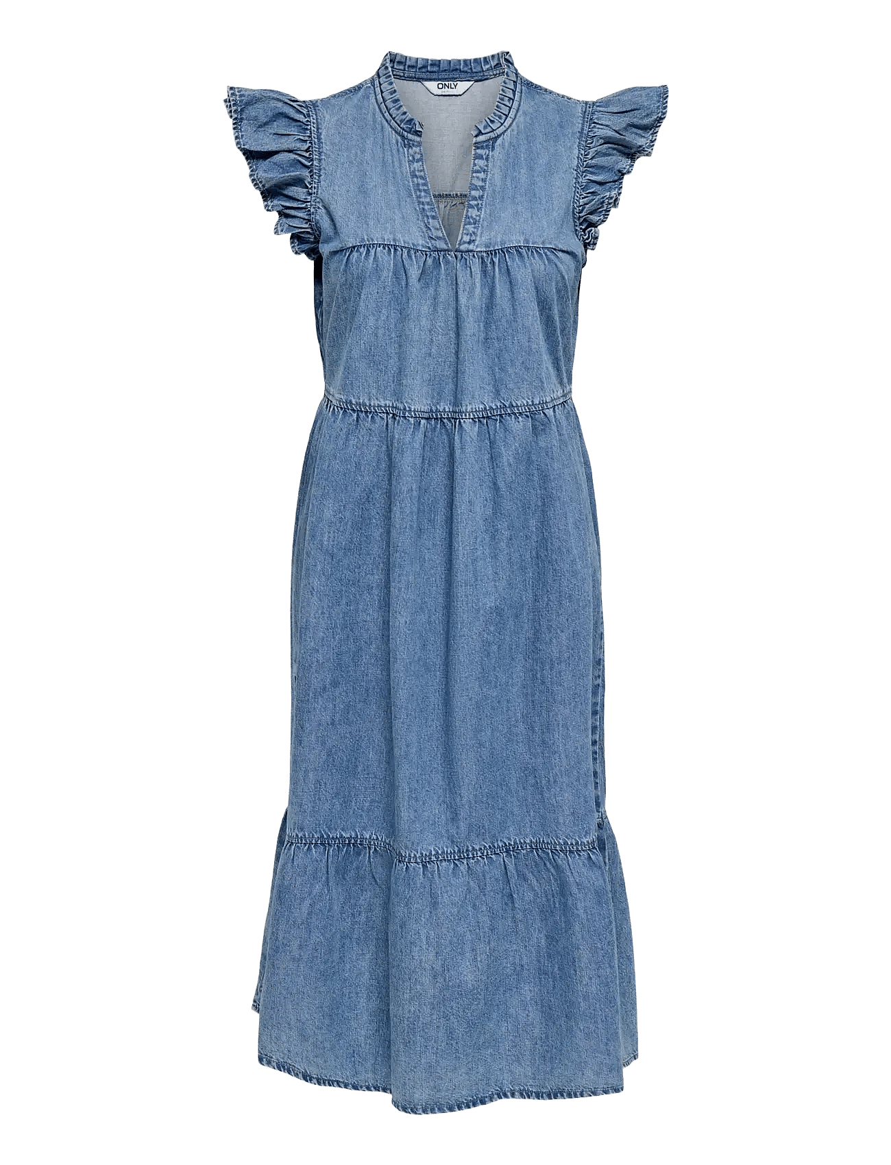ONLY | Onlshania S/L Frill Midi Dnm Dress Akm | XS