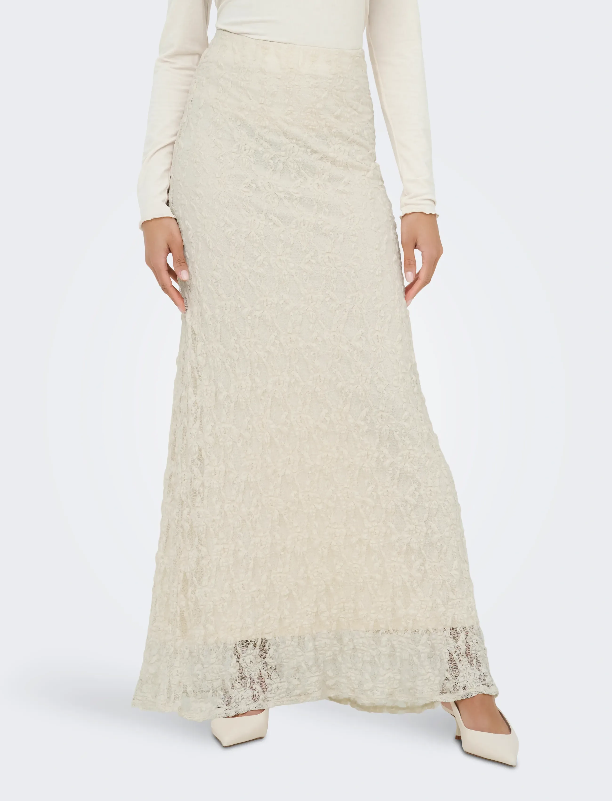 ONLY Onlalbina Long Skirt Jrs, S, Röcke, Creme - Maxi Frauen