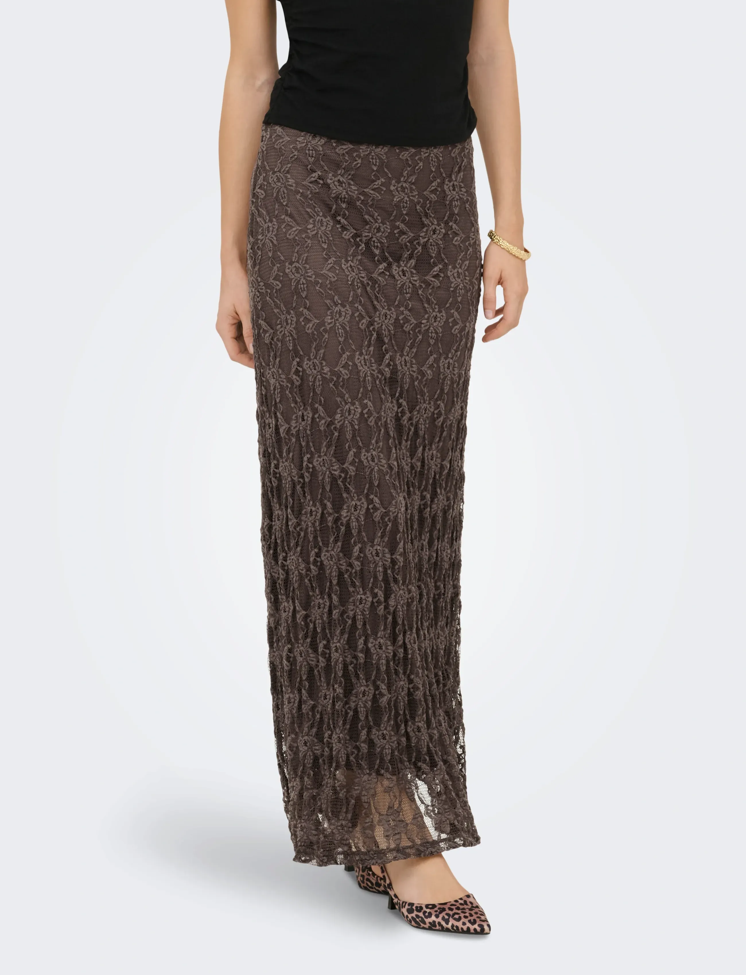ONLY Onlalbina Long Skirt Jrs, Kvinder, Blonde Maxi Nederdel, Brun, Str: XS
