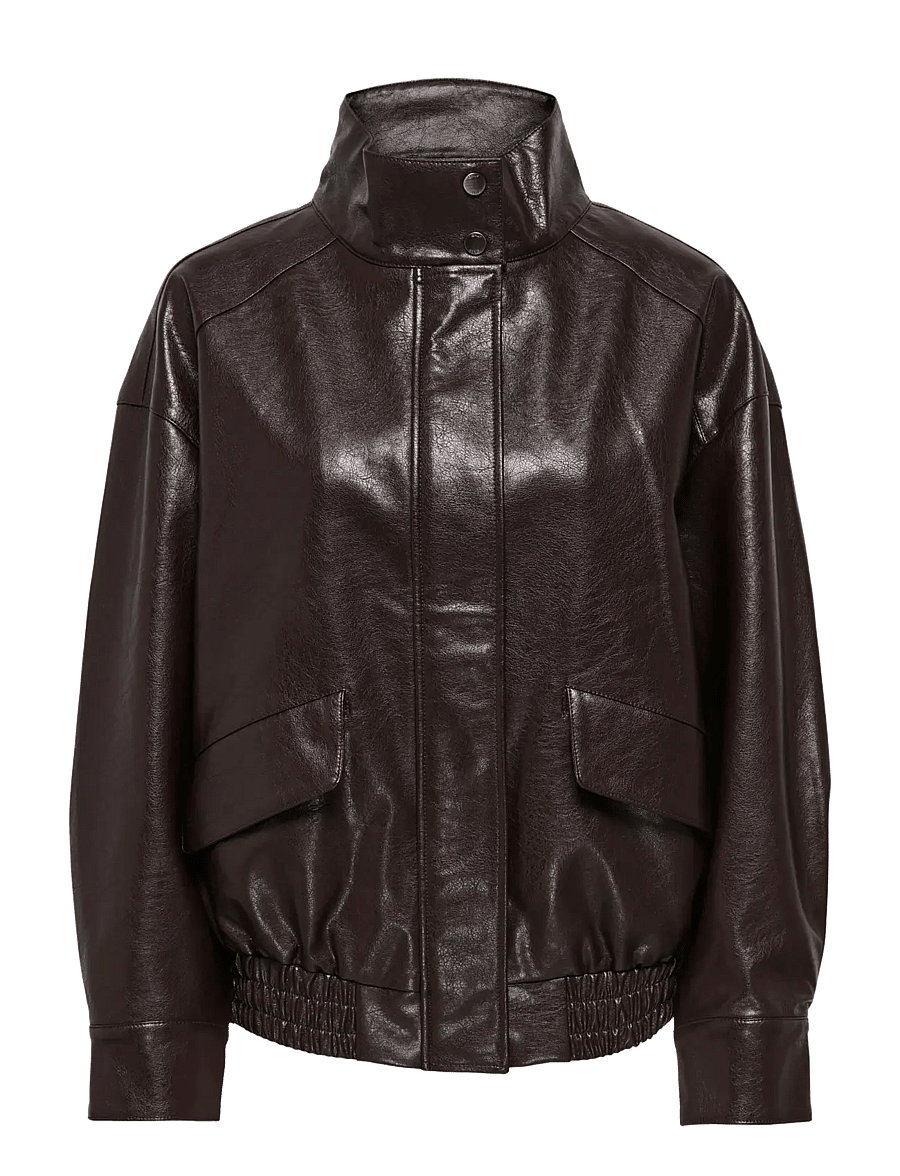 ONLY - ONLJULIA FAUX LEATHER OVZ. BOMBER OTW - leather jackets - chocolate torte - 1