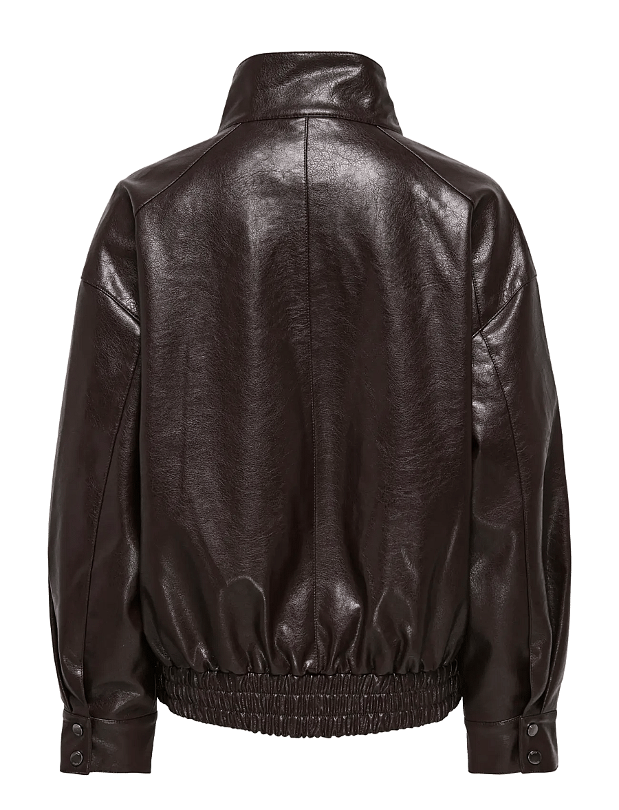 ONLY - ONLJULIA FAUX LEATHER OVZ. BOMBER OTW - leather jackets - chocolate torte - 2