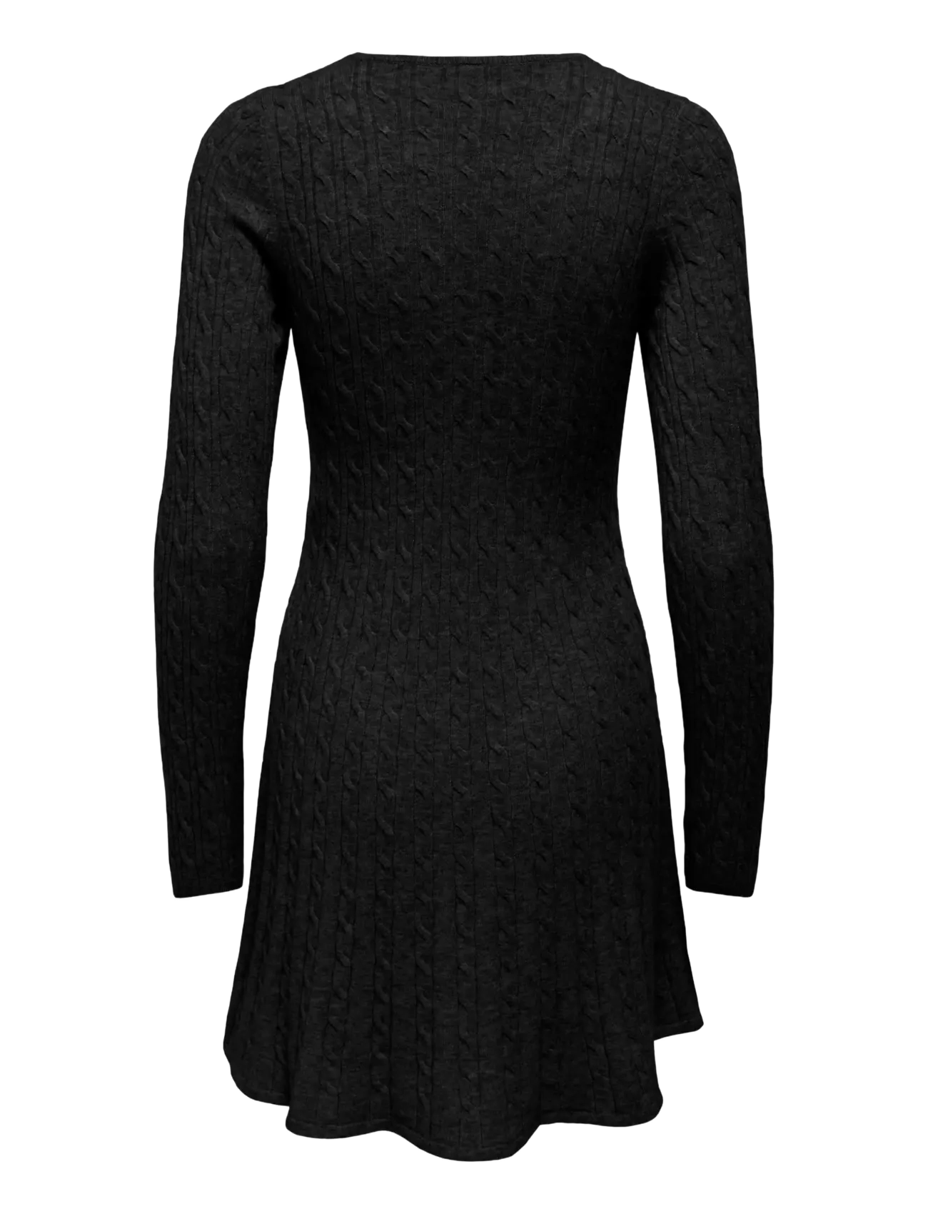 ONLY - ONLIBI LS O-NECK CABLE DRESS CC KNT - stickade klänningar - black - 2