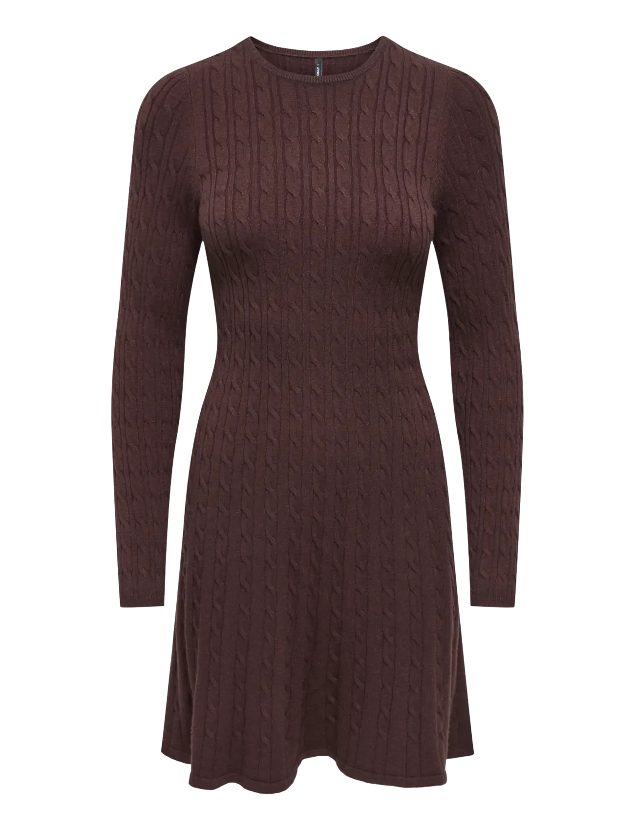 ONLY - ONLIBI LS O-NECK CABLE DRESS CC KNT - stickade klänningar - fudge - 1