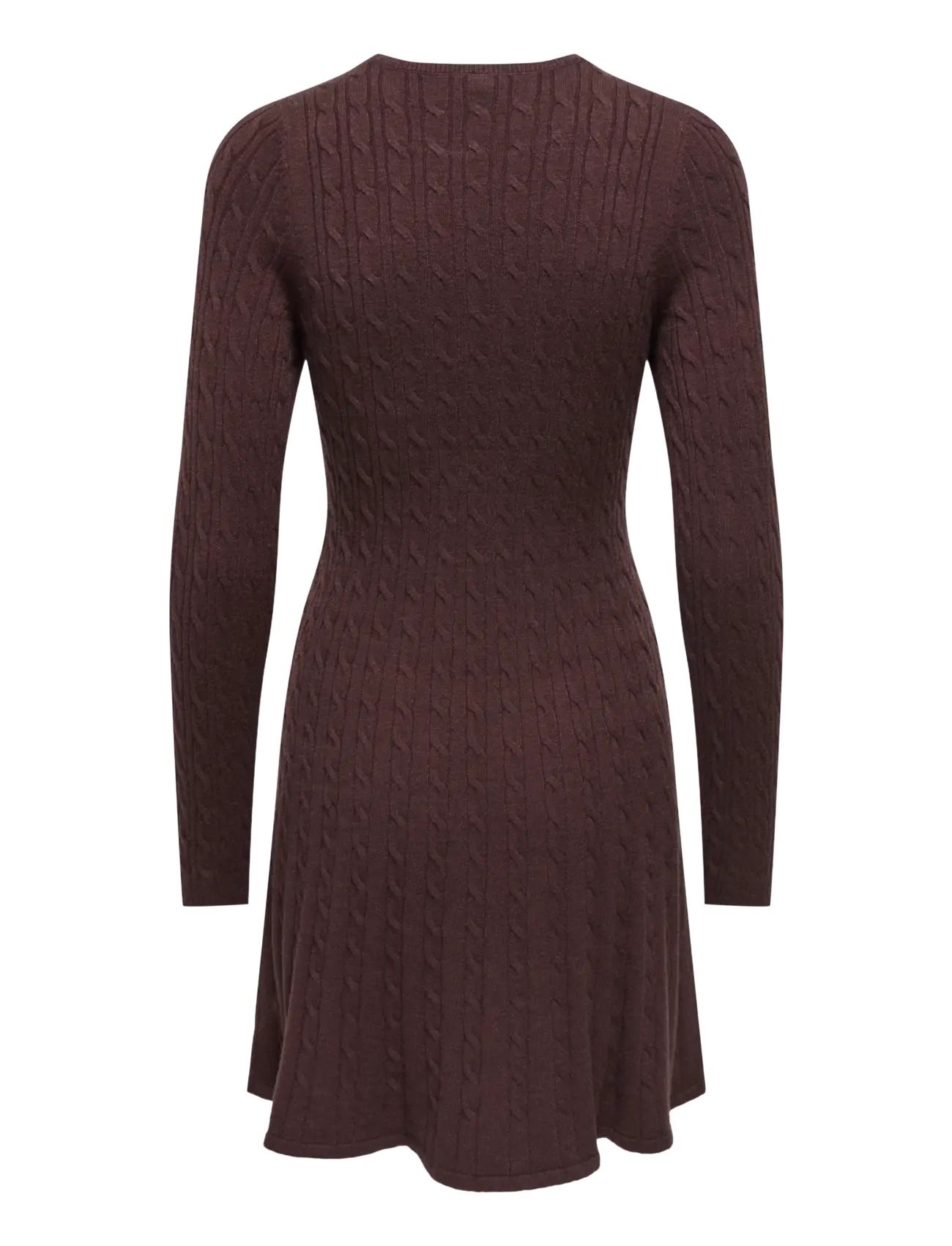 ONLY - ONLIBI LS O-NECK CABLE DRESS CC KNT - stickade klänningar - fudge - 2