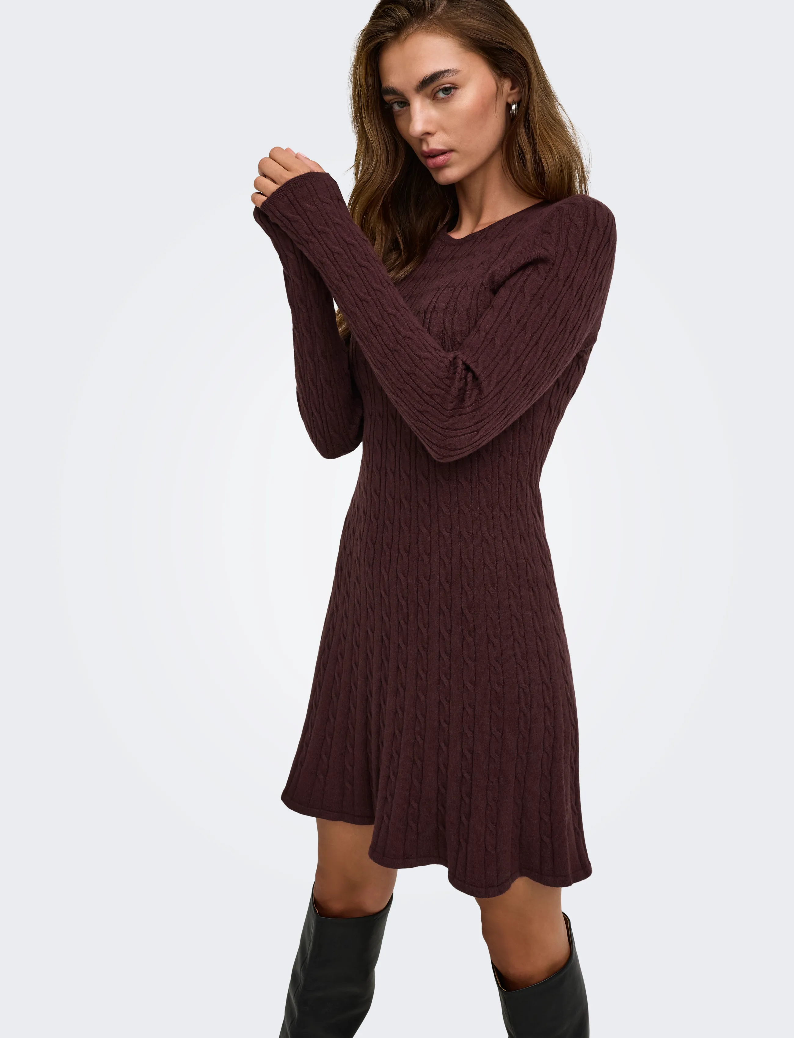 ONLY Onlibi Ls O-Neck Cable Dress Cc Knt stickade klänningar dam – bild 6