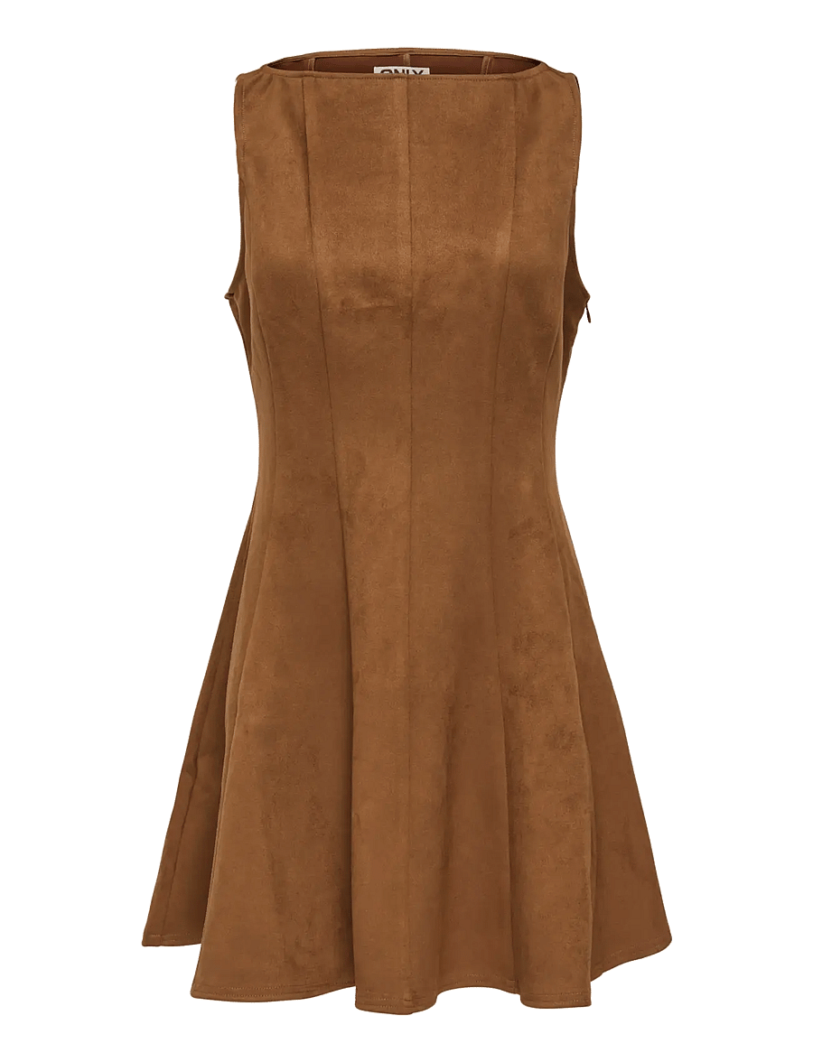 ONLY - ONLYLVA LIFE FAUX SU PEPLUM DRESS PNT OX - robes de fête - toffee - 0