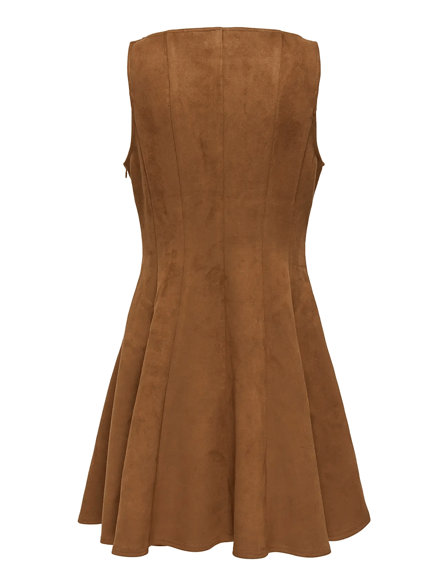ONLY - ONLYLVA LIFE FAUX SU PEPLUM DRESS PNT OX - robes de fête - toffee - 1