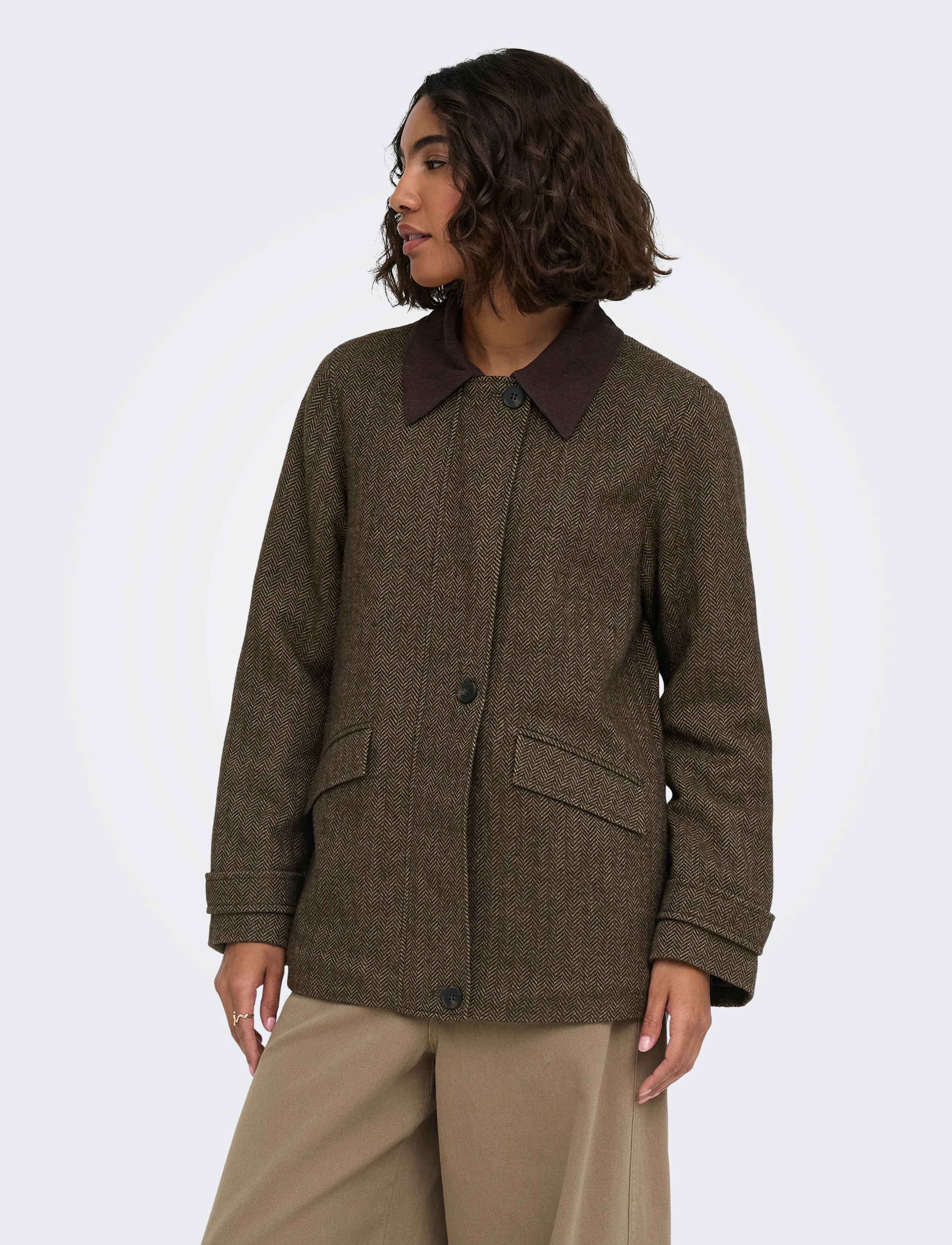 ONLY ONLBEAU CORD JACKET CC OTW - Kleidung - HOT FUDGE / brown