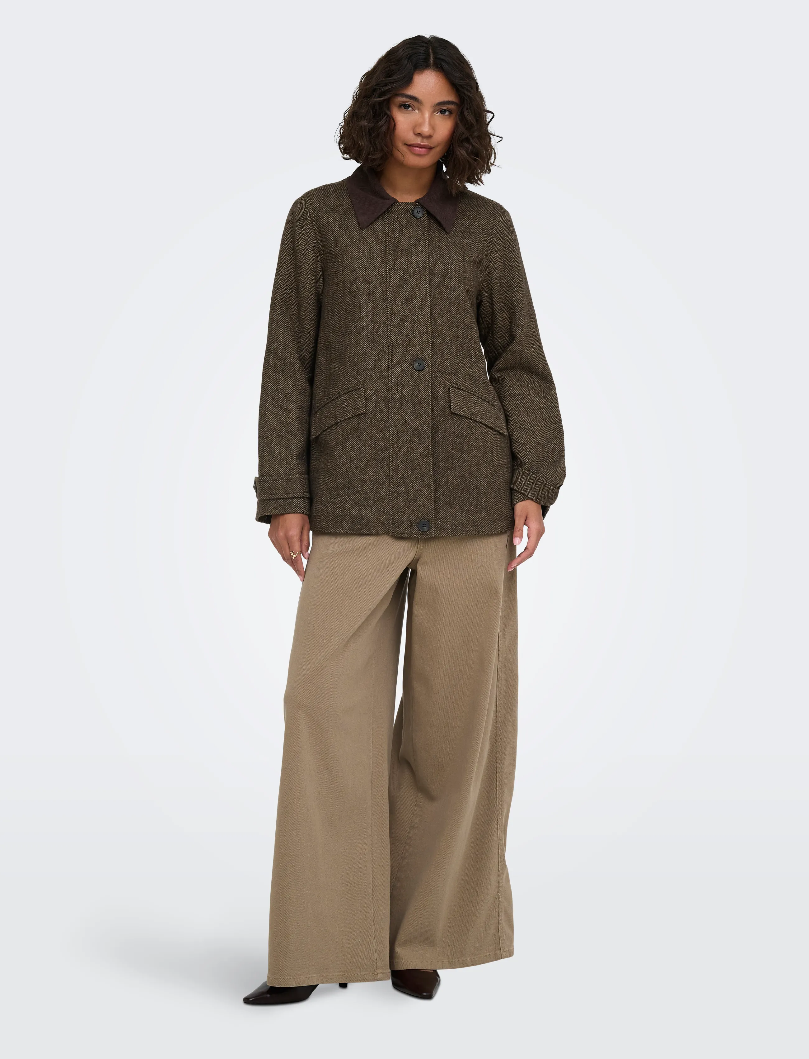 ONLY - ONLBEAU CORD JACKET CC OTW - hot fudge - 4
