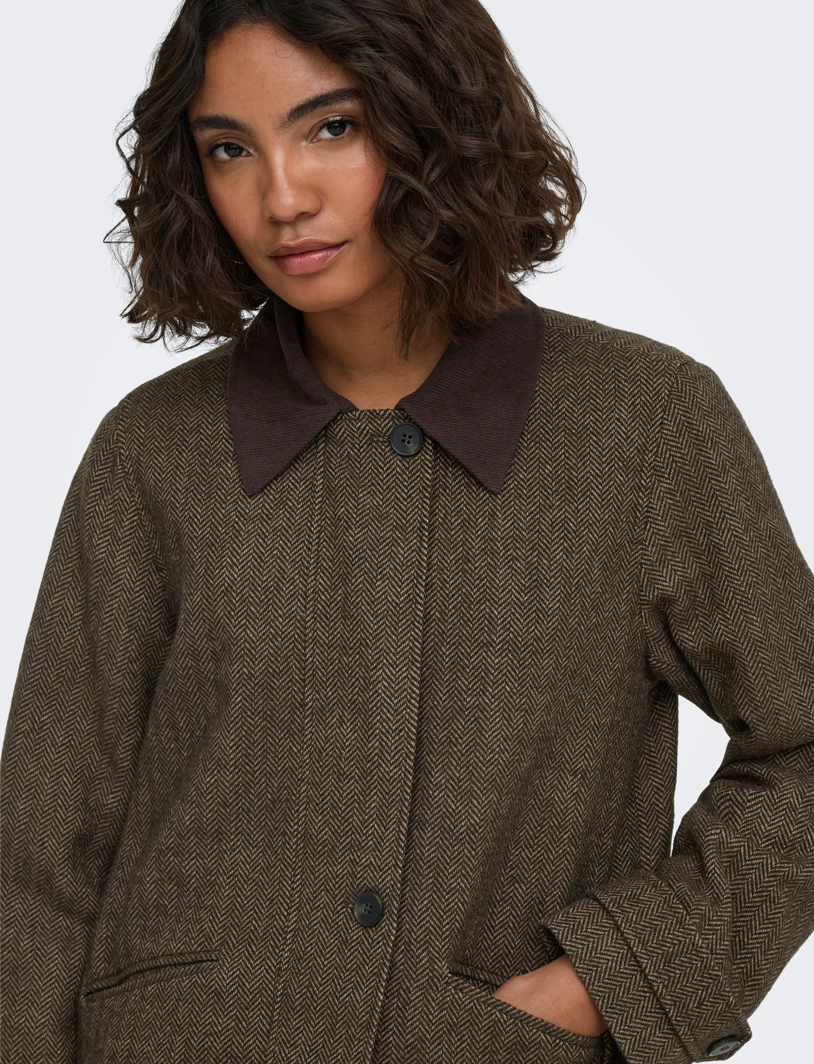 ONLY - ONLBEAU CORD JACKET CC OTW - hot fudge - 5