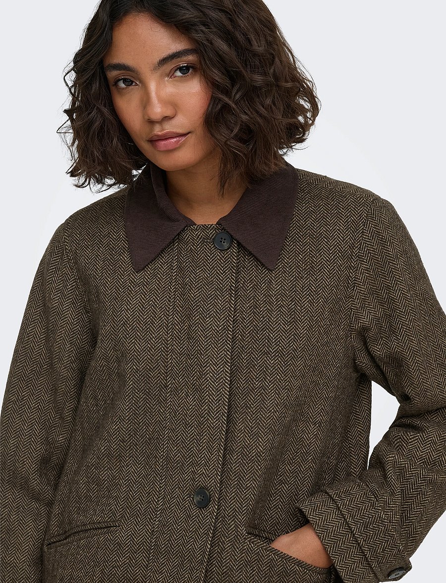 ONLY - ONLBEAU CORD JACKET CC OTW - hot fudge - 5