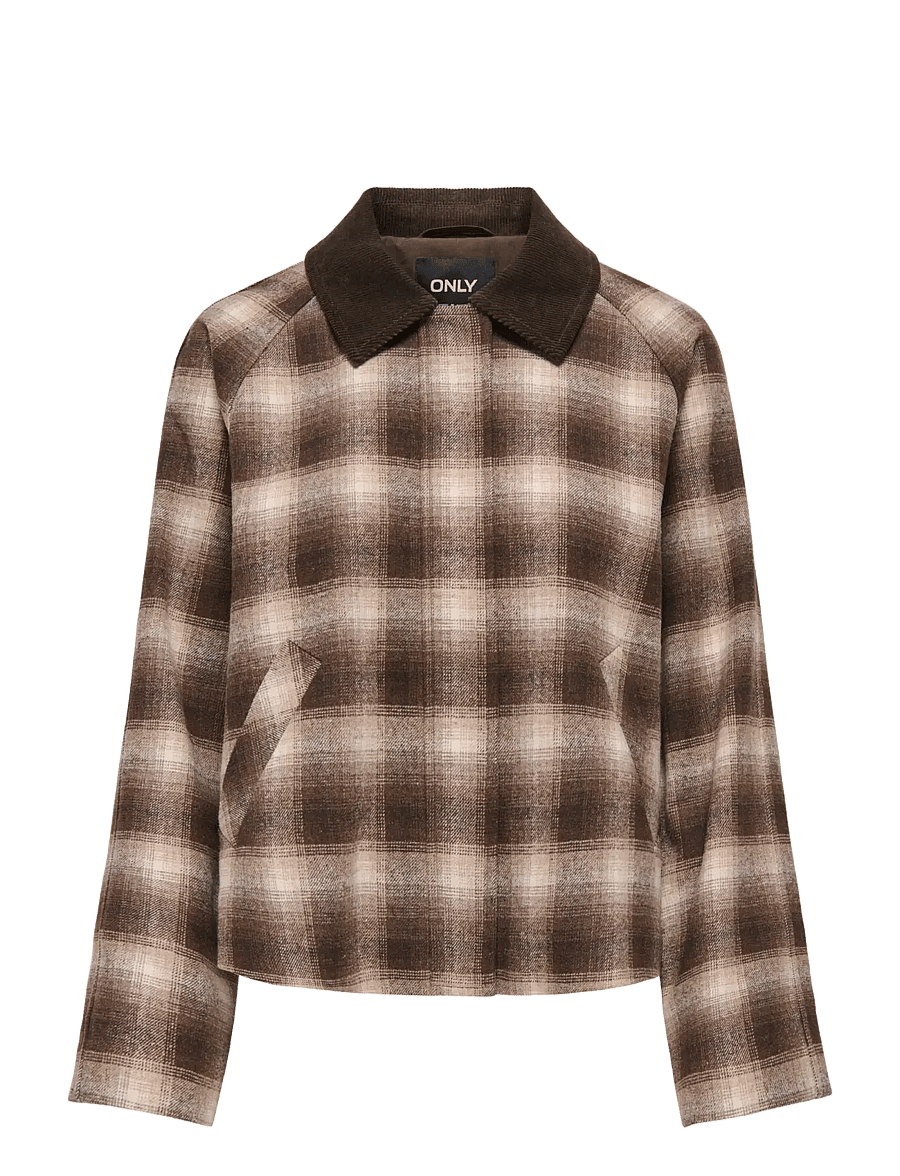 ONLY - ONLKINE CHECKED CORD JACKET CC OTW - winterjacken - chocolate martini - 1