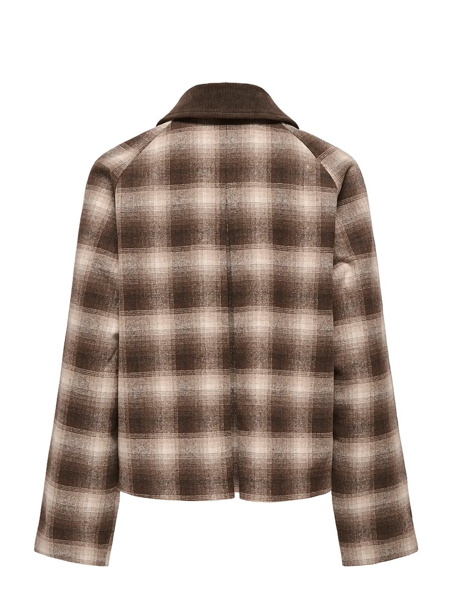 ONLY - ONLKINE CHECKED CORD JACKET CC OTW - winterjacken - chocolate martini - 2