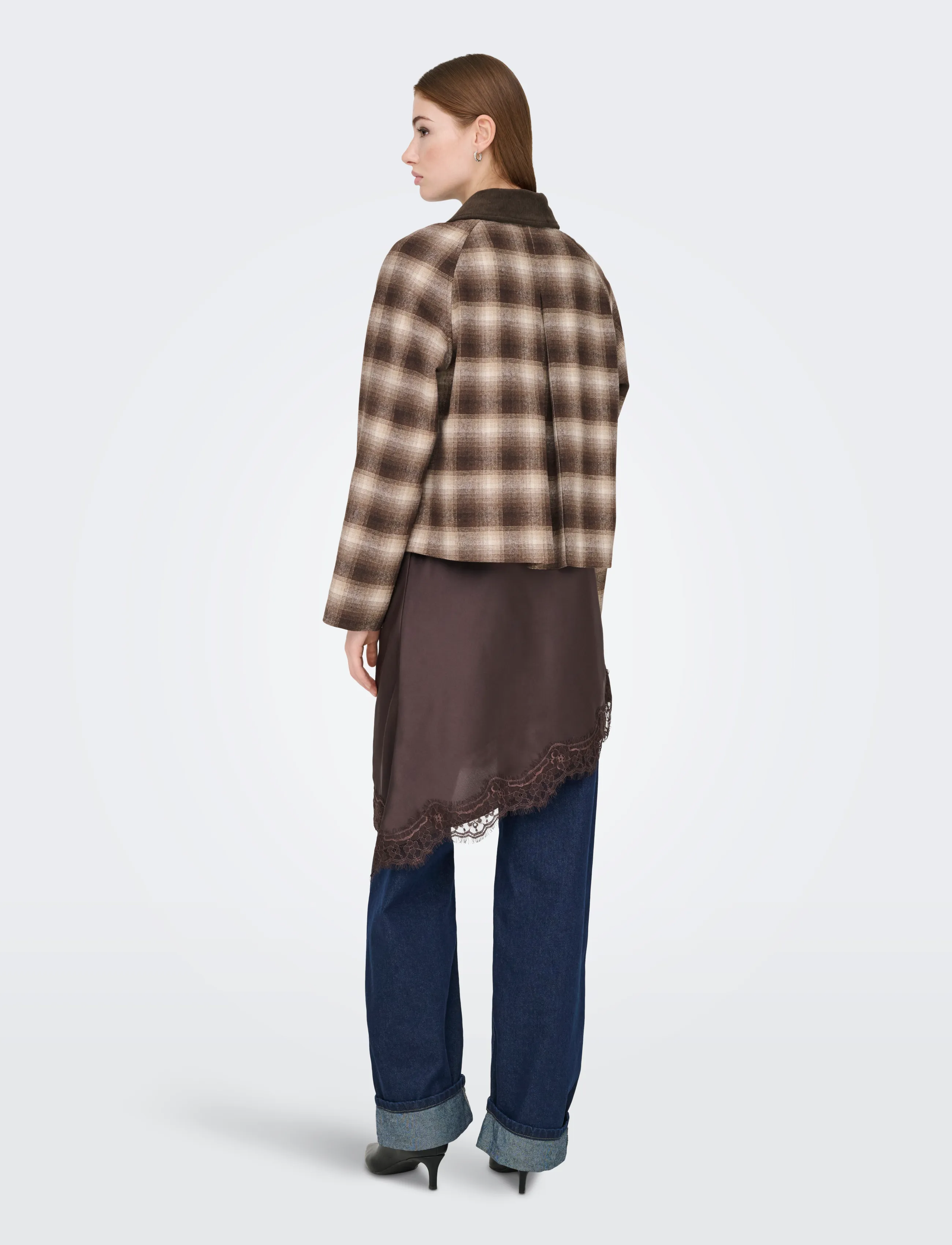 ONLY - ONLKINE CHECKED CORD JACKET CC OTW - winterjacken - chocolate martini - 3
