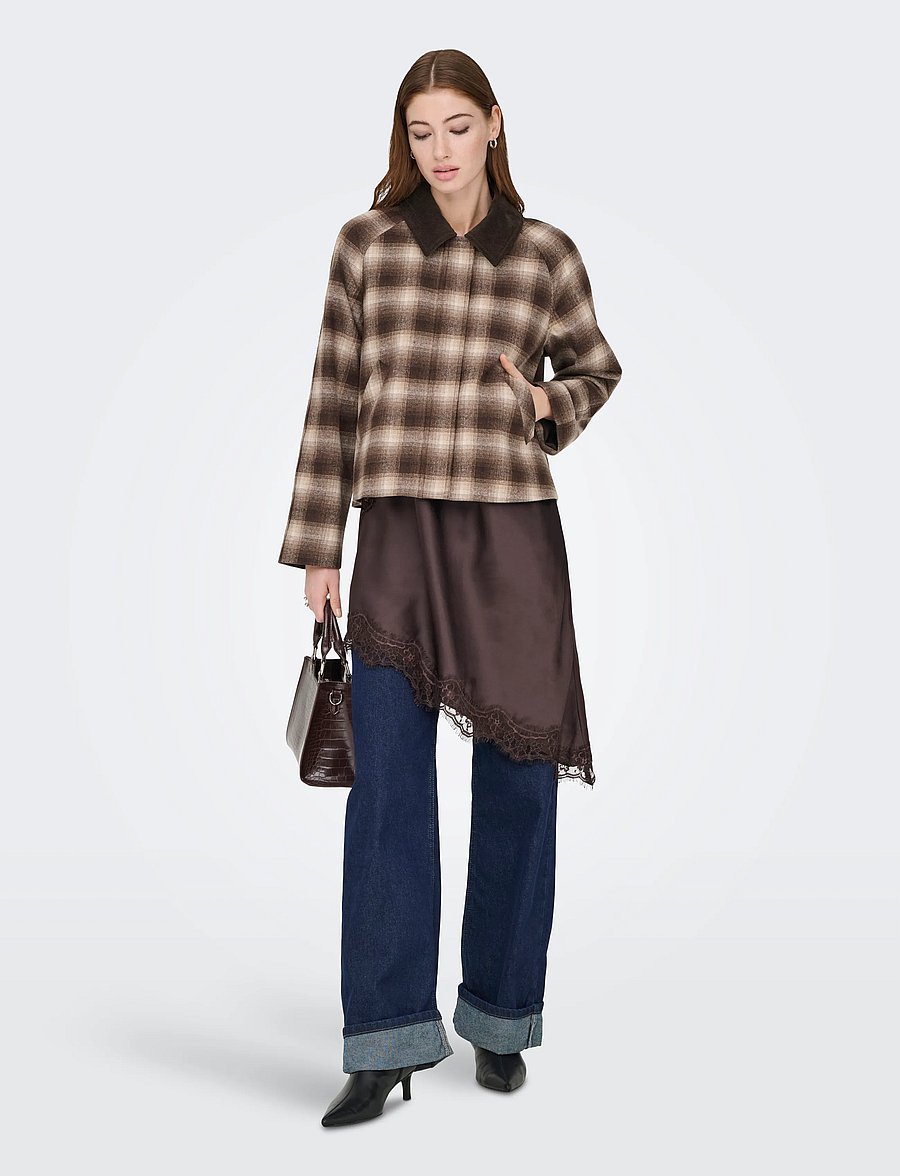 ONLY - ONLKINE CHECKED CORD JACKET CC OTW - winterjacken - chocolate martini - 4