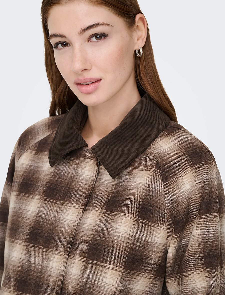 ONLY - ONLKINE CHECKED CORD JACKET CC OTW - winterjacken - chocolate martini - 5