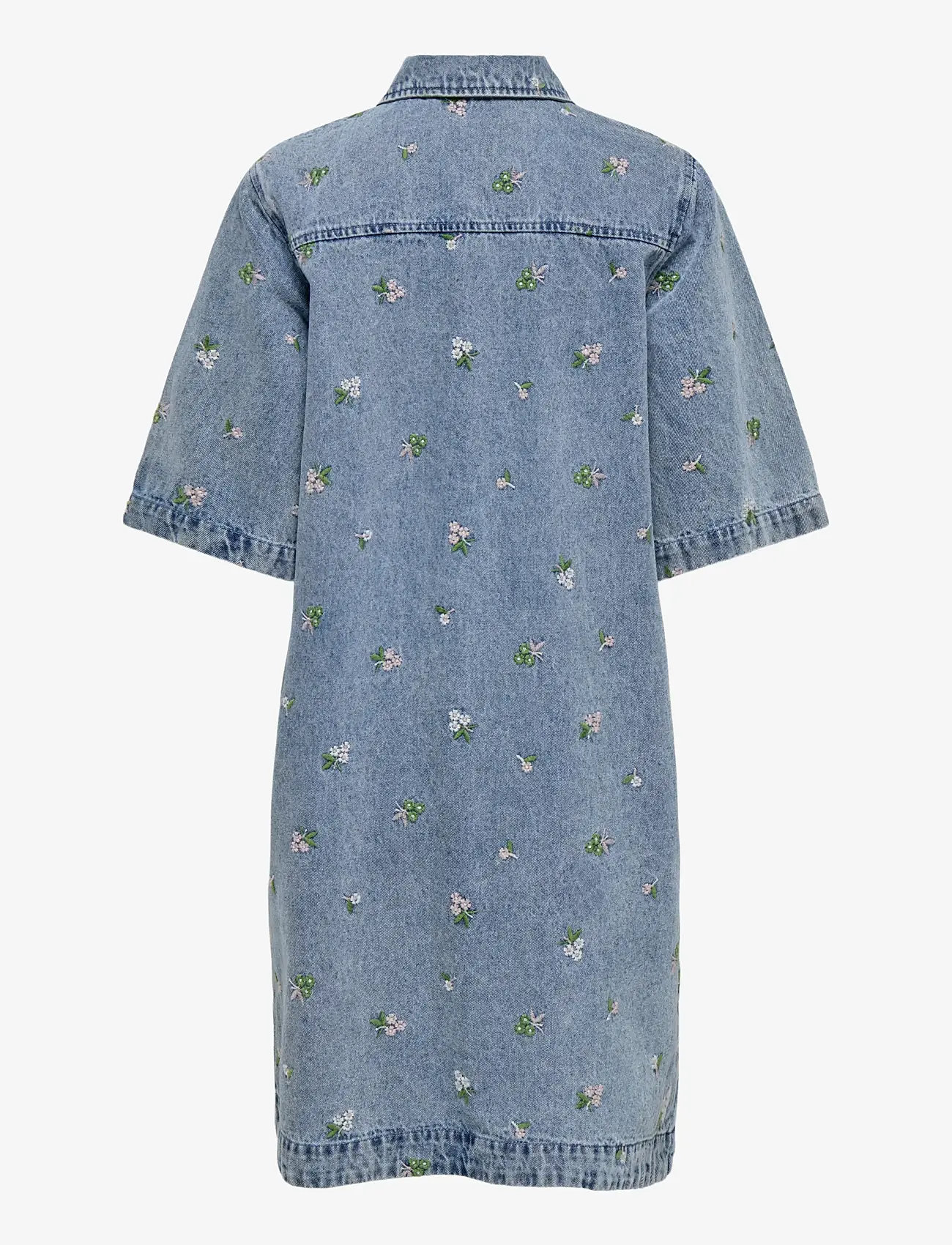 ONLY - ONLVERA-BELLE S/S FLOWER DRESS DNM YOR - hemdkleider - light blue denim - 1
