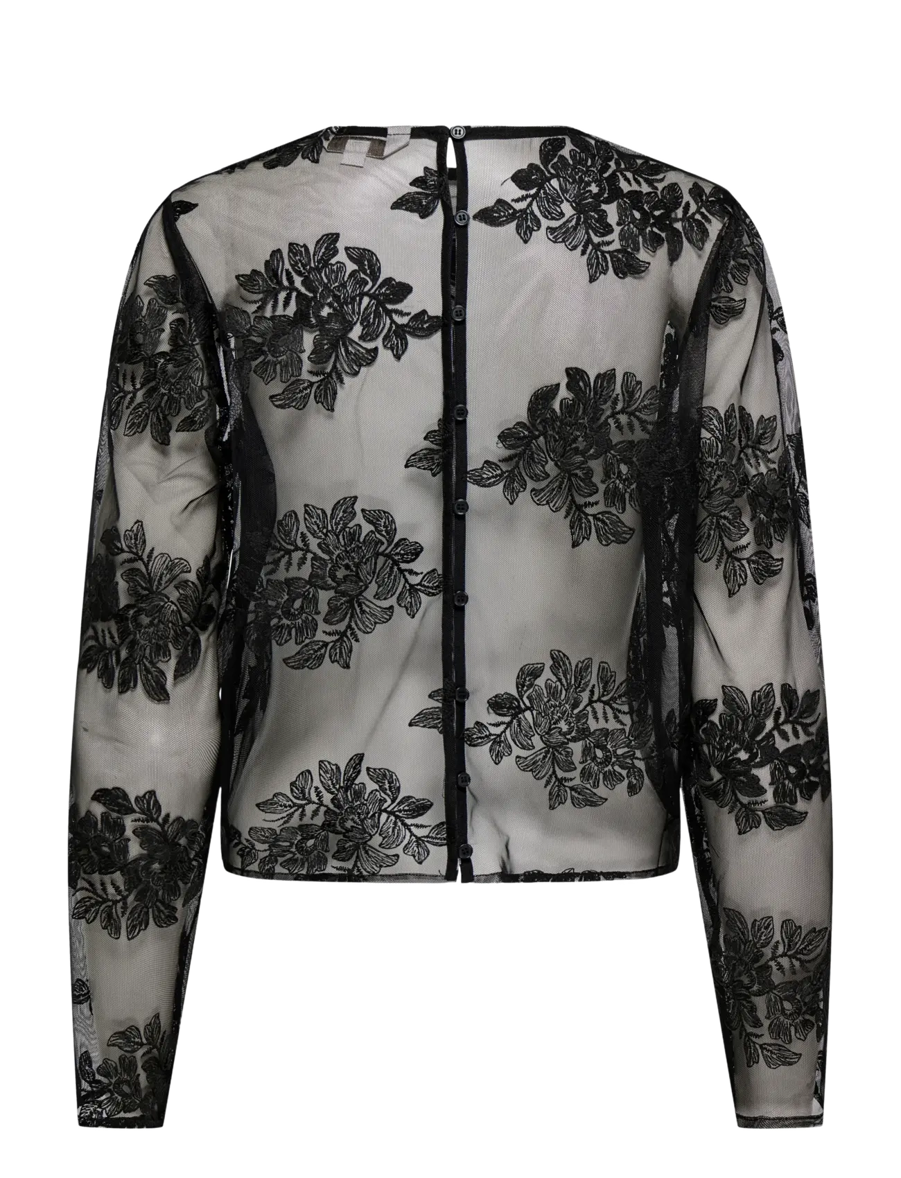 ONLY - ONLJAVERIE L/S LACE BUTTON TOP WVN - black - 1